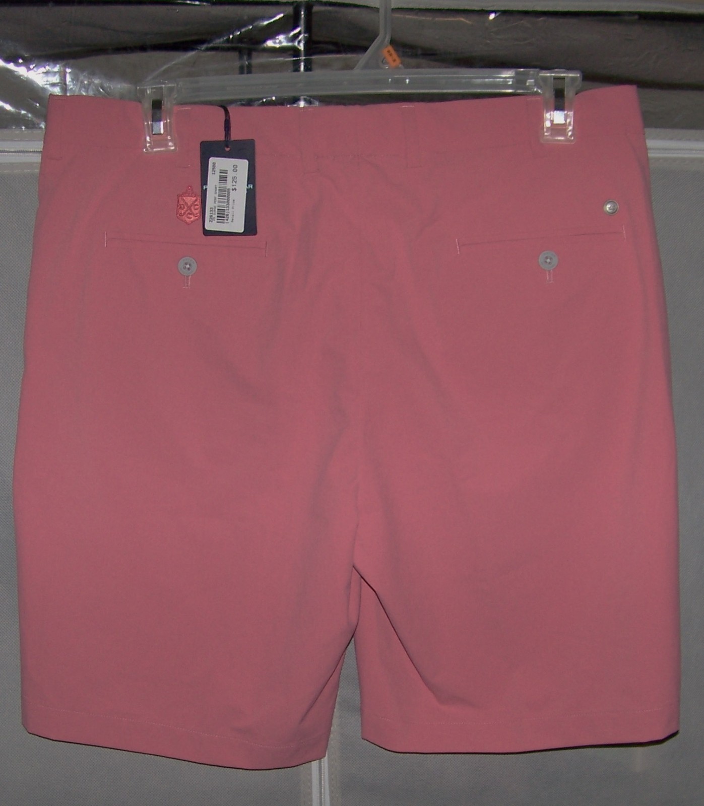 NEW $125 PETER MILLAR Polyester Chino Golf Shorts DEEPDALE GOLF CLUB 36 Salmon