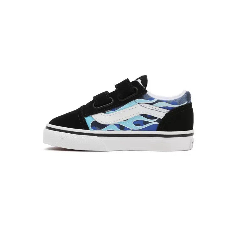 VANS Old Skool Camo Flame Black/ Ice Blue Toddler Kids Boys Skate Shoes Sneakers