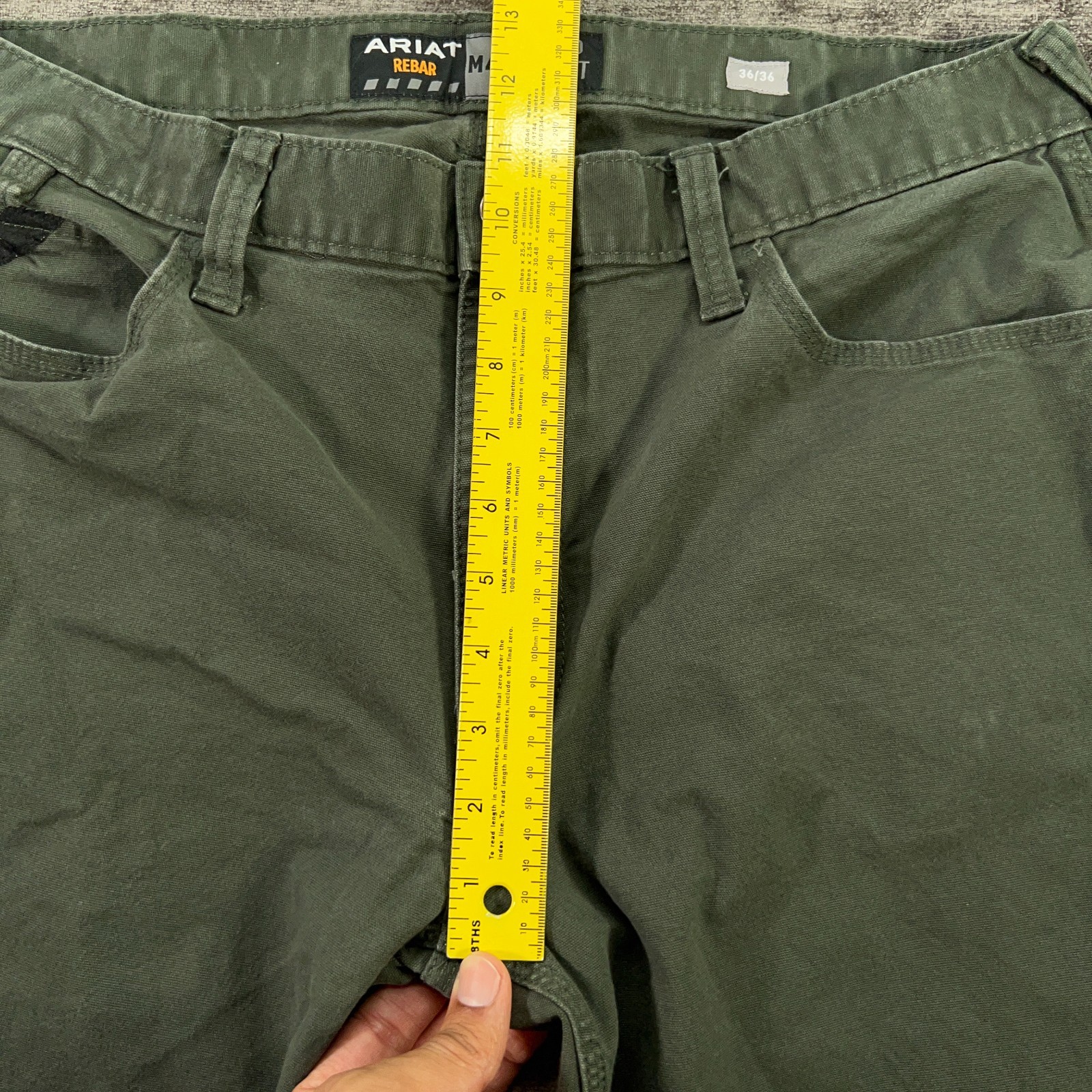 Ariat Rebar M4 Pants Mens 34×29 Green Canvas Relaxed Straight Stretch Work Wear