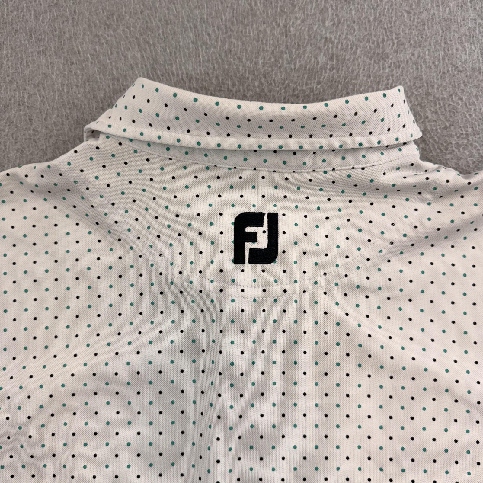FootJoy Polo Mens Medium White Polka Dot Short Sleeve Rio Mar Golf Shirt