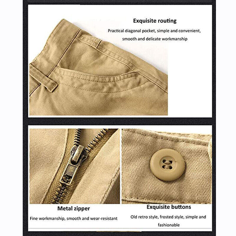 8 Pockets Men’s Cargo Pants Cotton Work Trousers Tactical Combat Outdoor Pants