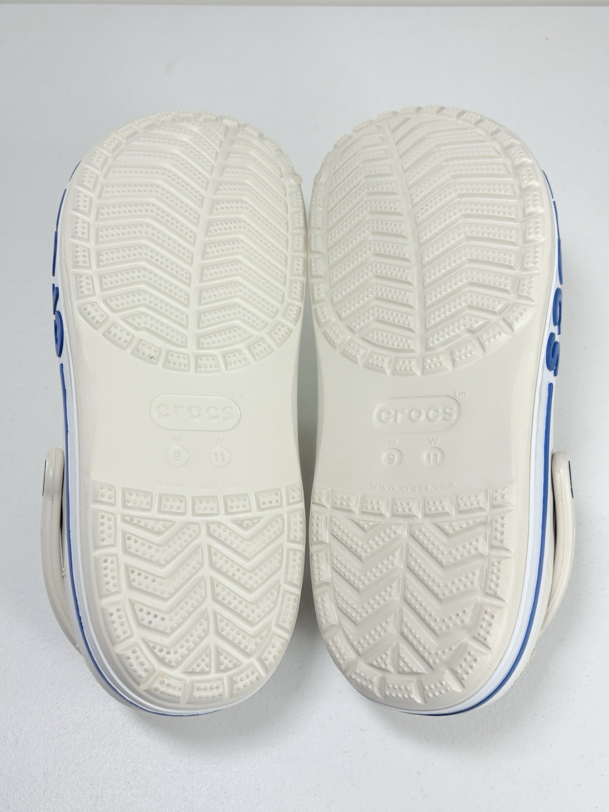 Crocs Bayaband Clogs M 9 W 11 White Blue Casual Comfort Orthopedic Resort