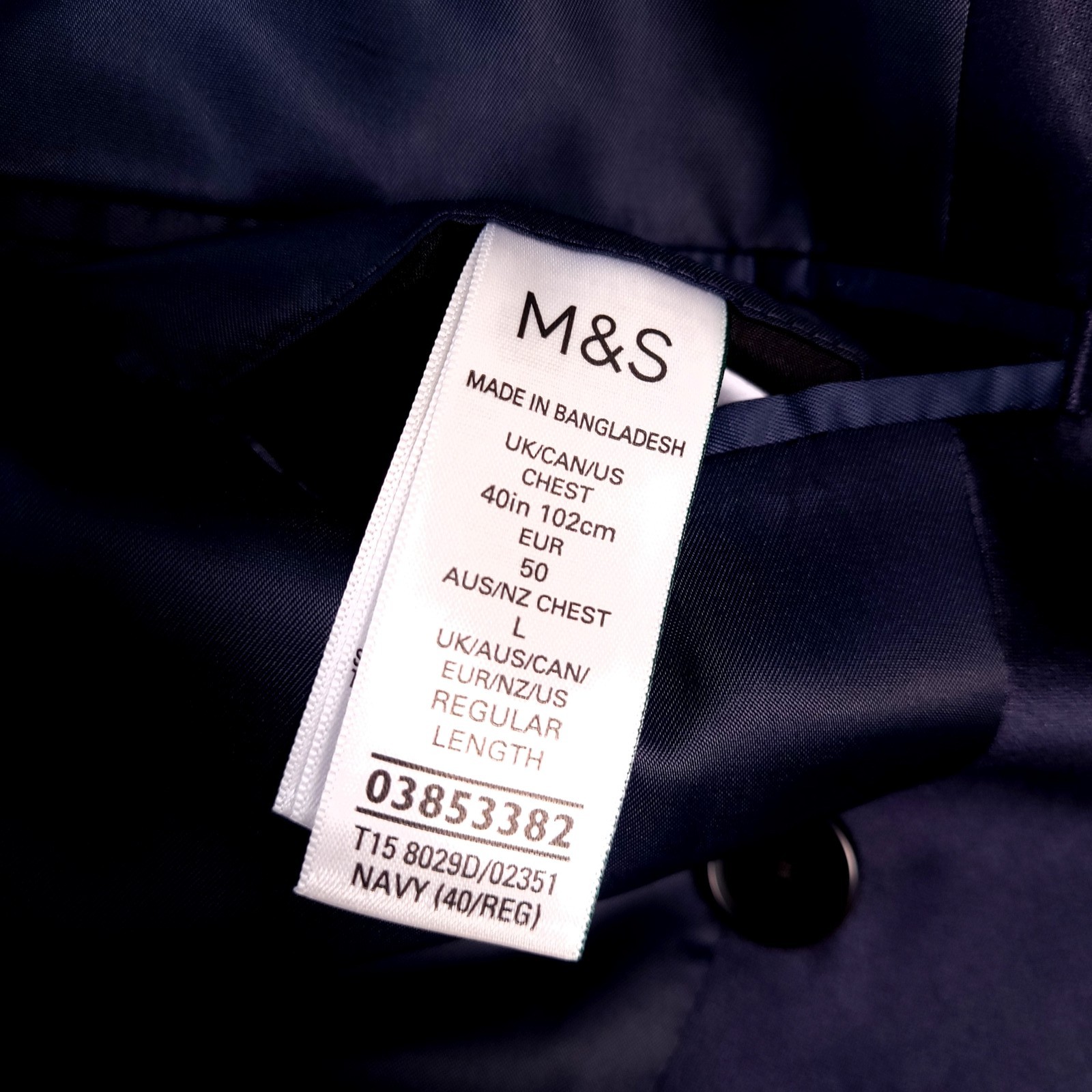 Marks & Spencer Tuxedo Dinner Jacket Mens 40R Slim Fit Navy Double Breasted