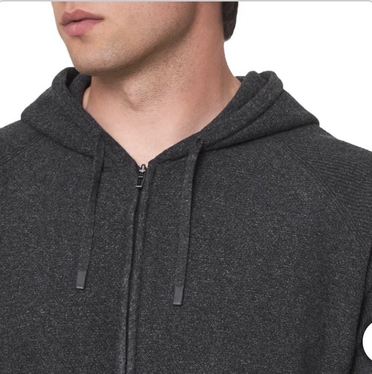 Modern Ambition Men’s Full Zip Hooded Sweater, 4‑Way Stretch, Medium Color Gray