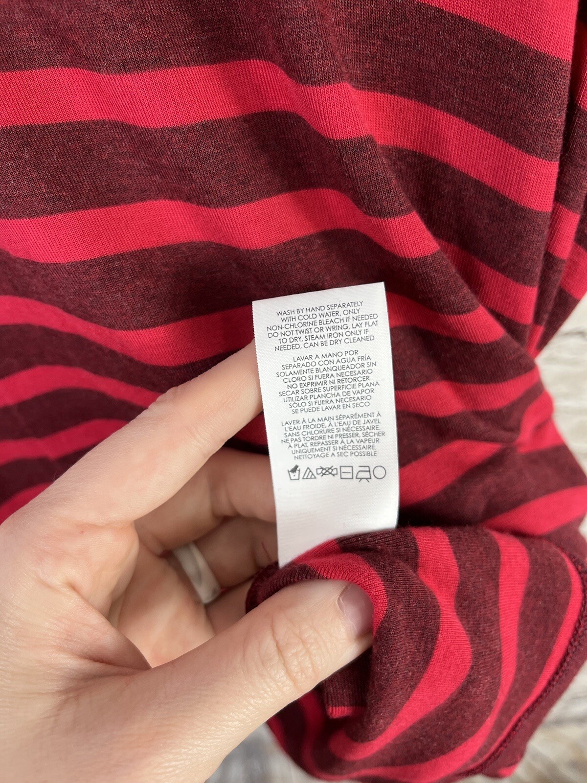 CAbi #3631 Sweet Talk Red Striped Peplum Ruffle Blouse Women’s Size Small