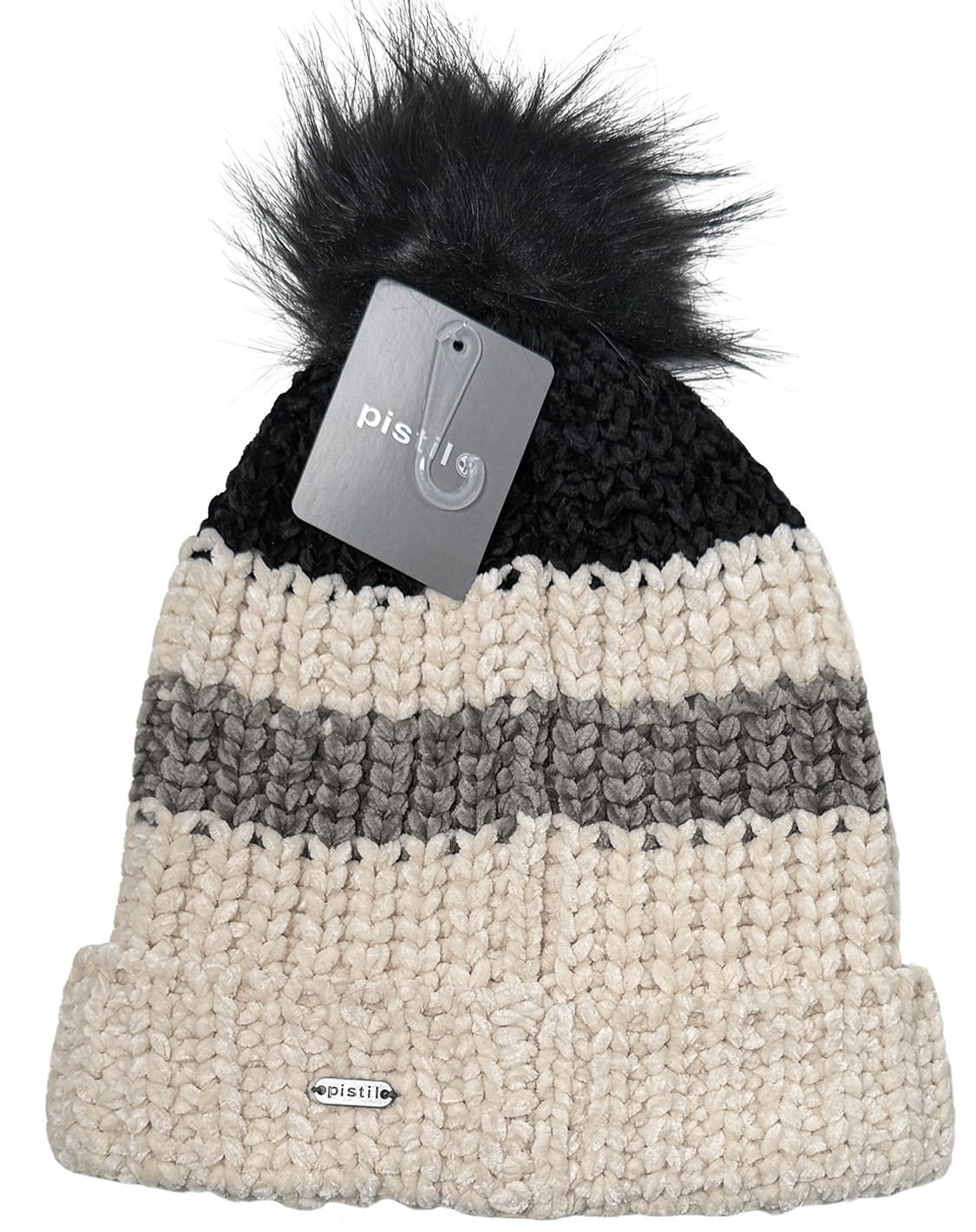 Pistil Zeta Beanie – NWT Womens One Size Ivory / Grey / Black – #45826-M8