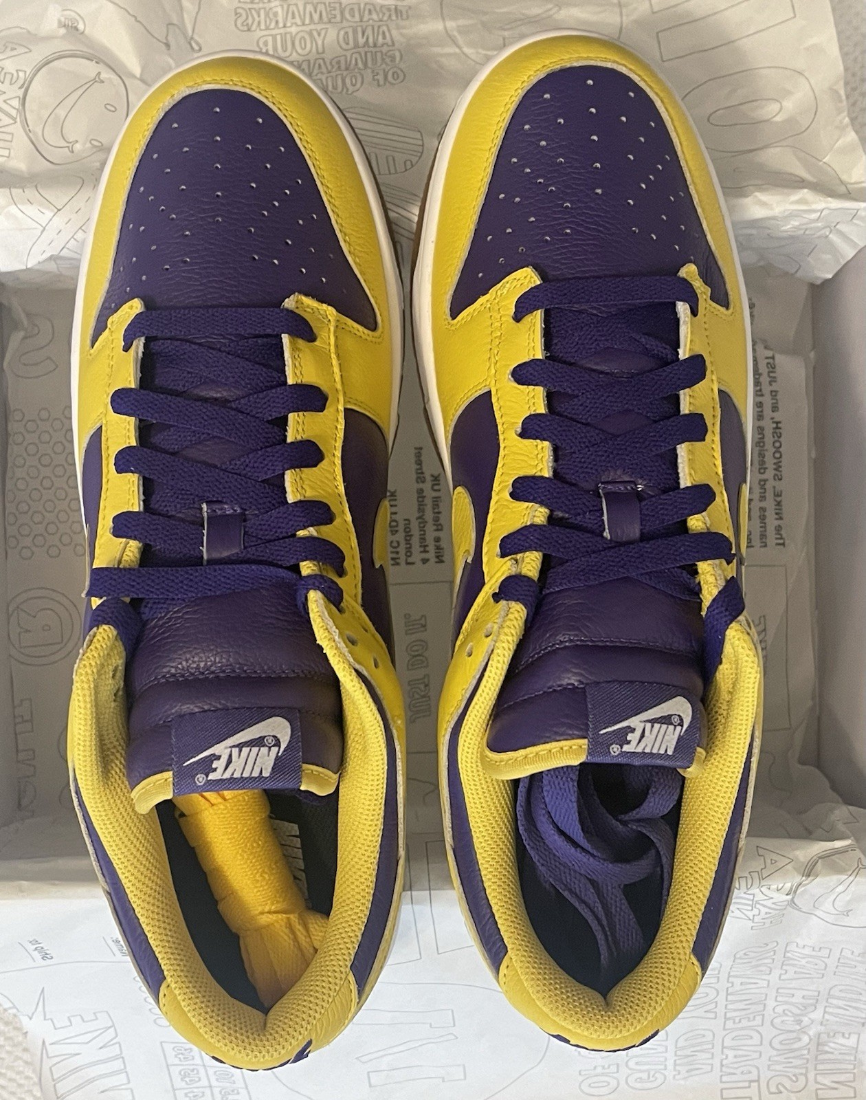 Nike ID Dunk low “Lakers” , “LSU” (Gold/Purple/Gum) Sz 12