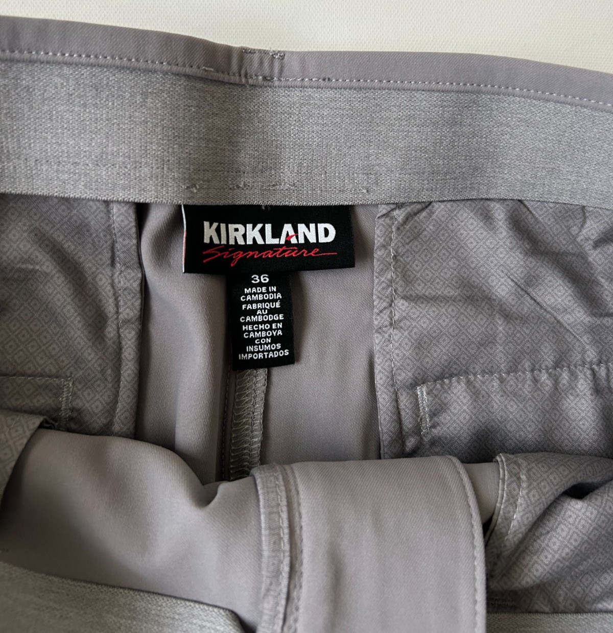 Kirkland Men’s Signature Performance Shorts UV Protection Gray Size 36