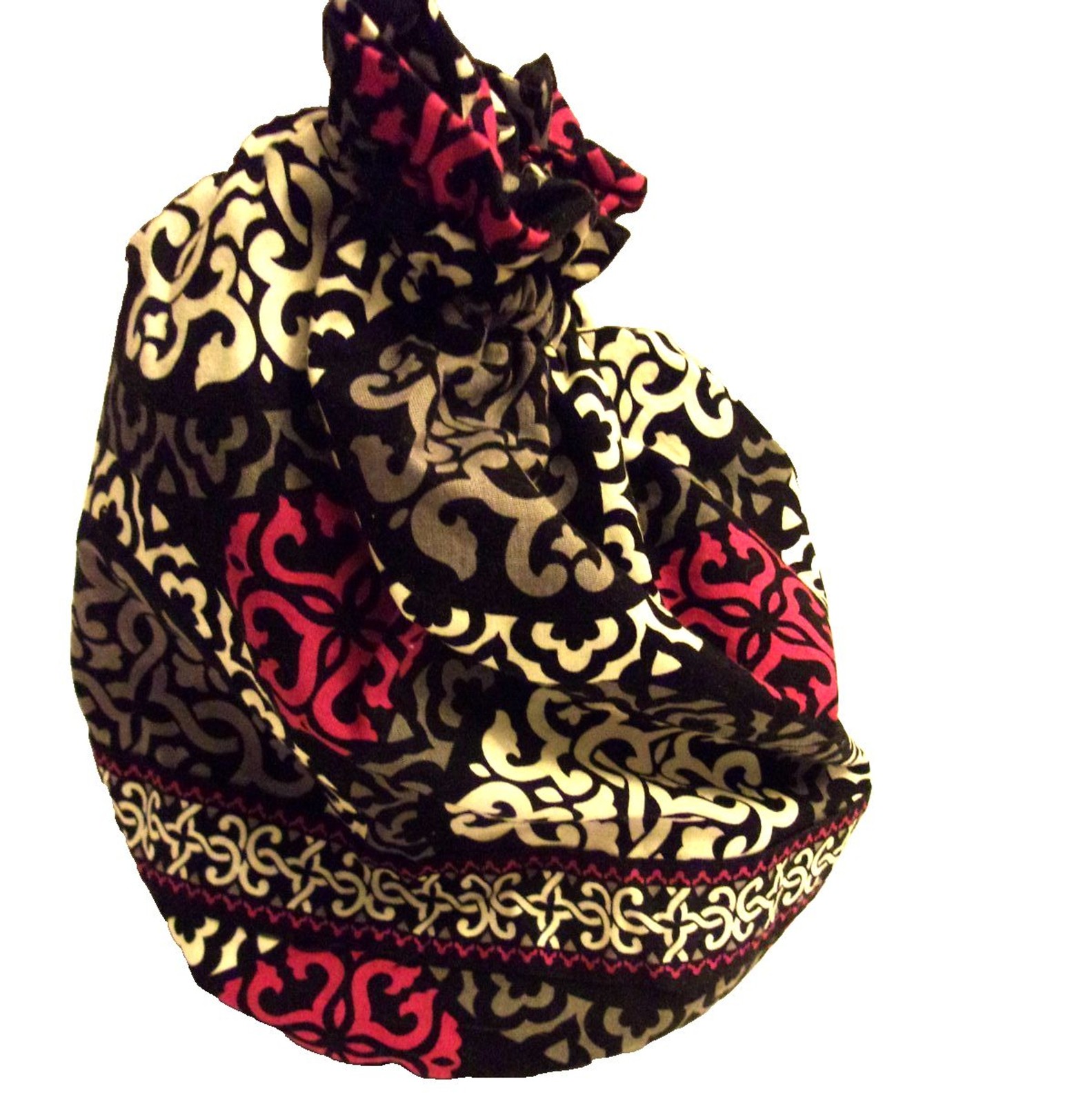 Vera Bradley Ditty Bag Canterberry Magenta Fabric Plastic Lining Drawstring