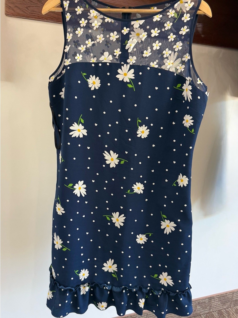 Karl Lagerfeld Navy Blue Floral Midi Dress with White Daisies