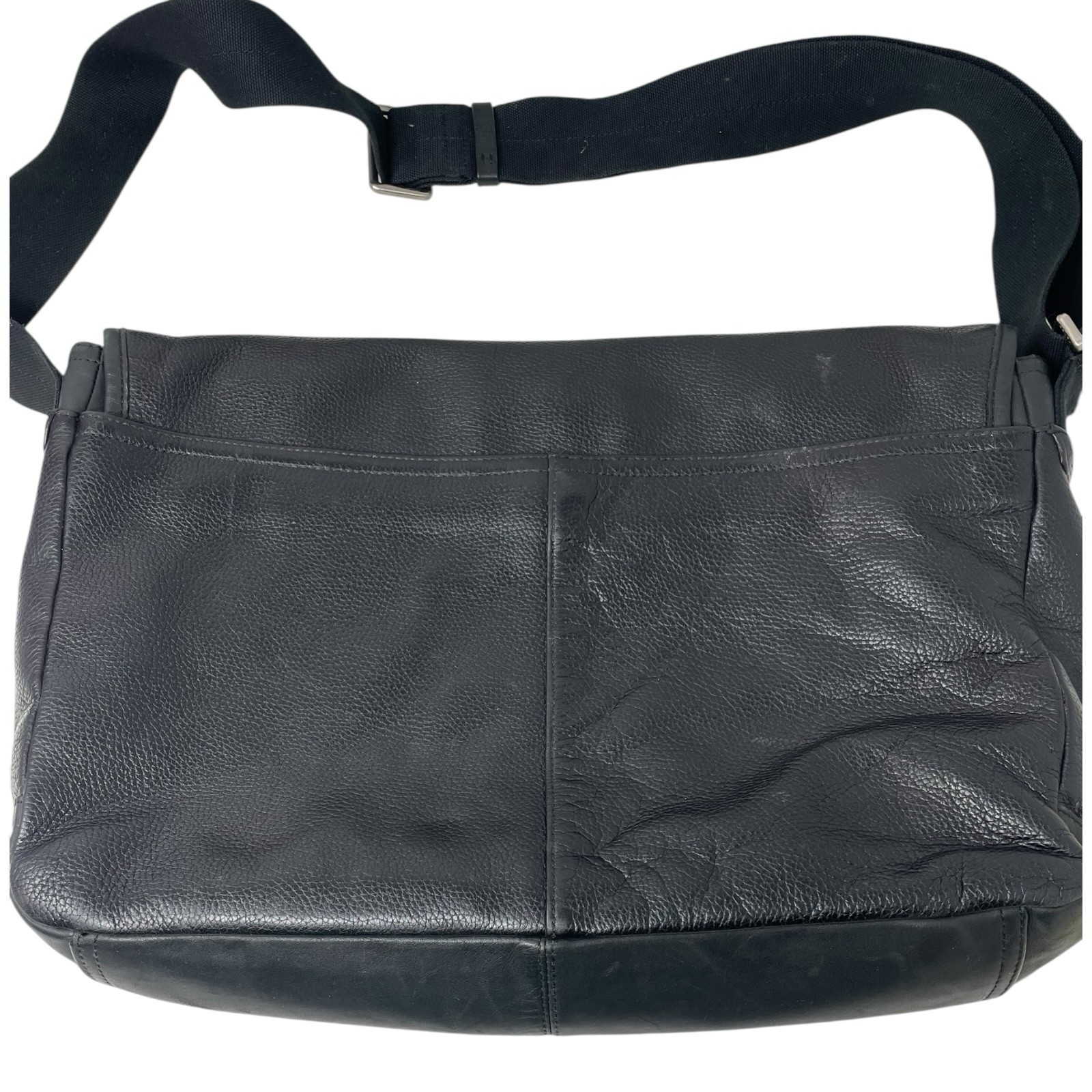 Coach Camden black pebbled leather messenger crossbody bag