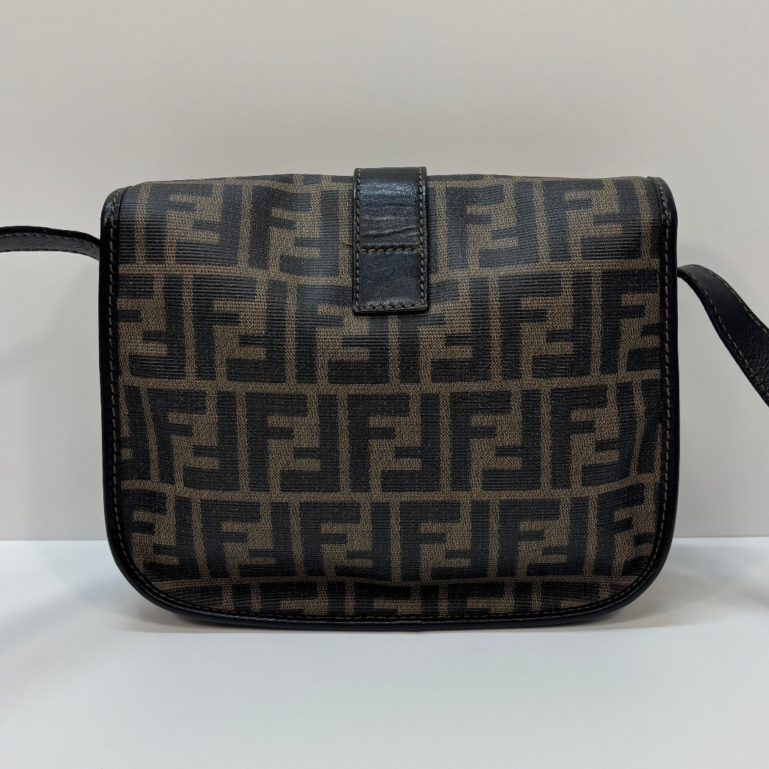 FENDI Zucca Shoulder Flap-style MBZ963 Canvas Brown Size: W:9.1 × H: 7.9 in.