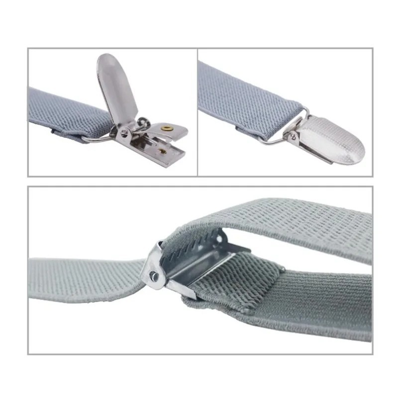 Mens Suspenders Adjustable Elastic Leather Y-Shaped Hooks Pants Braces Solid