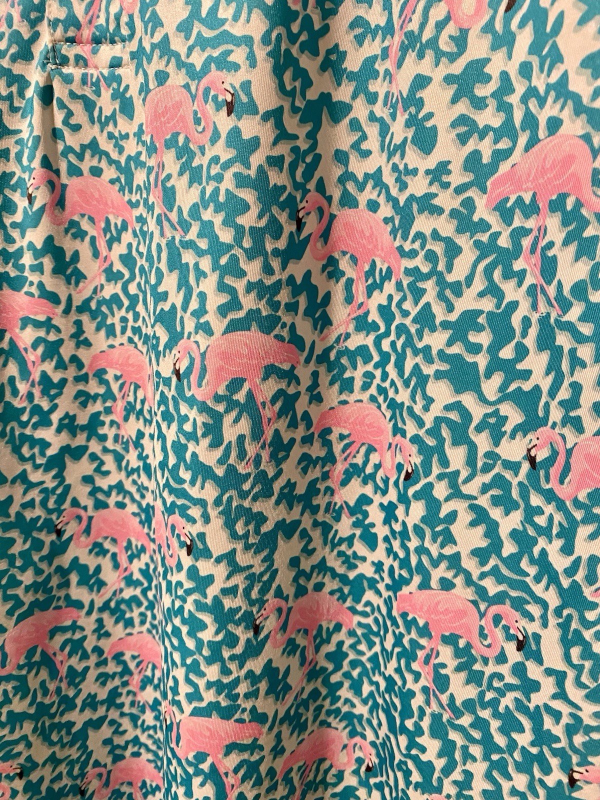CHUBBIES THE DOMINGO Mens Large Flamingo Print Short Sleeve Golf Polo Shirt
