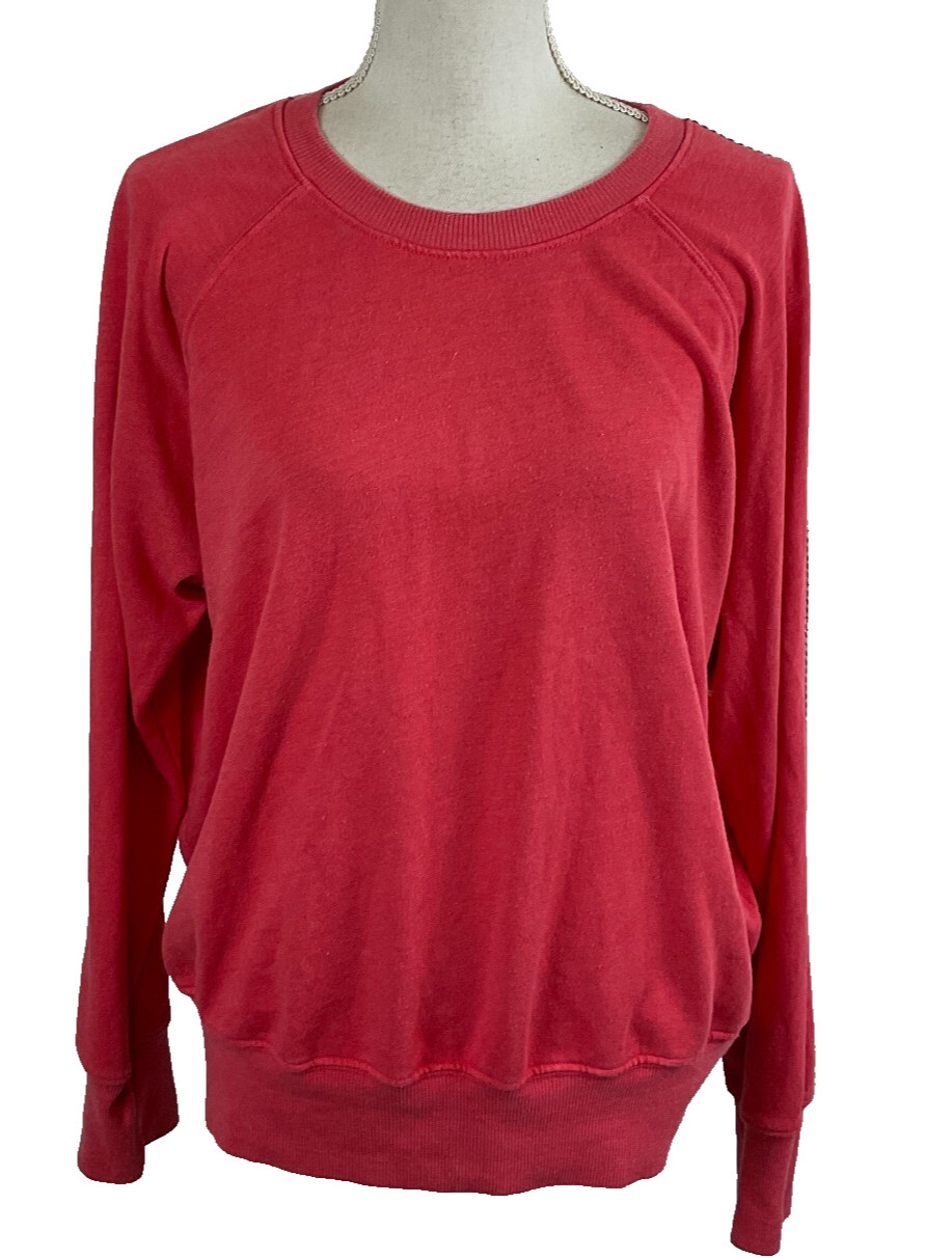 Sundry Sweatshirt Style Top 3 Salmon Pink Embroidered Stripes Long Sleeve US L