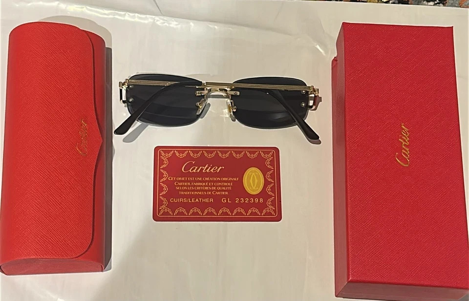 Cartier Big C Without Diamond Cut Black/Gray Frameless Less FREE SHIPPING