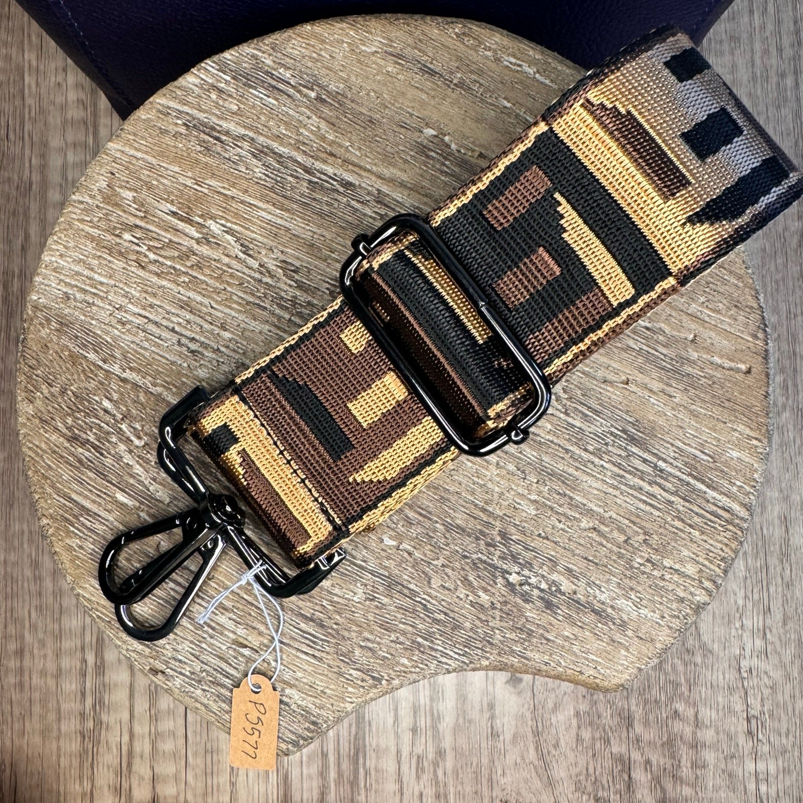 Crossbody Purse Strap Brown Black Gold Bag Strap Guitar Strap FAST SHIP