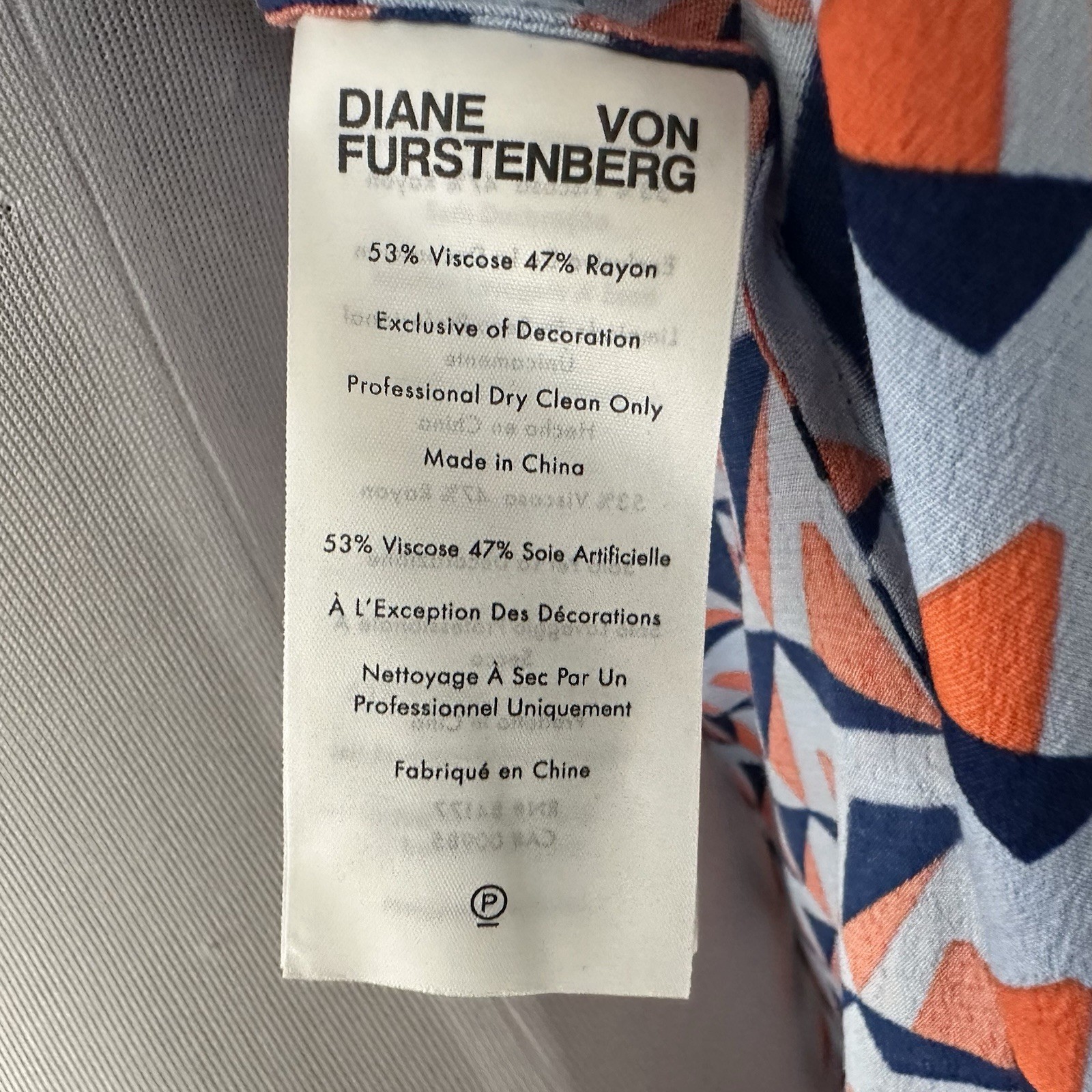 Diane Von Furstenburg Womens Ana Crepé Wrap Dress Sz 8 Geo Print 3/4 Sleeve