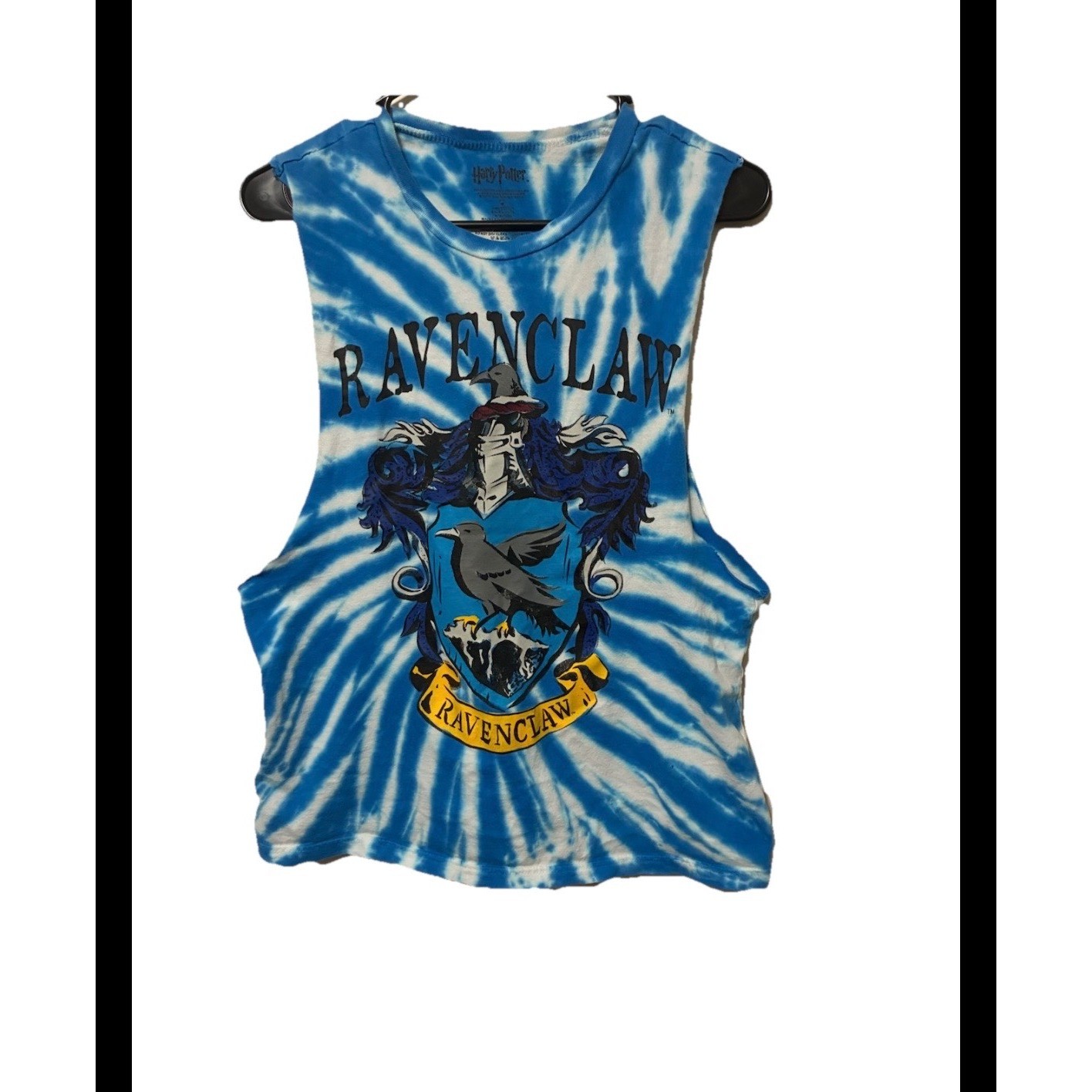 Harry Potter Ravenclaw Muscle Tank Top Blue Tie Dye Graphic Crop Shirt Medium