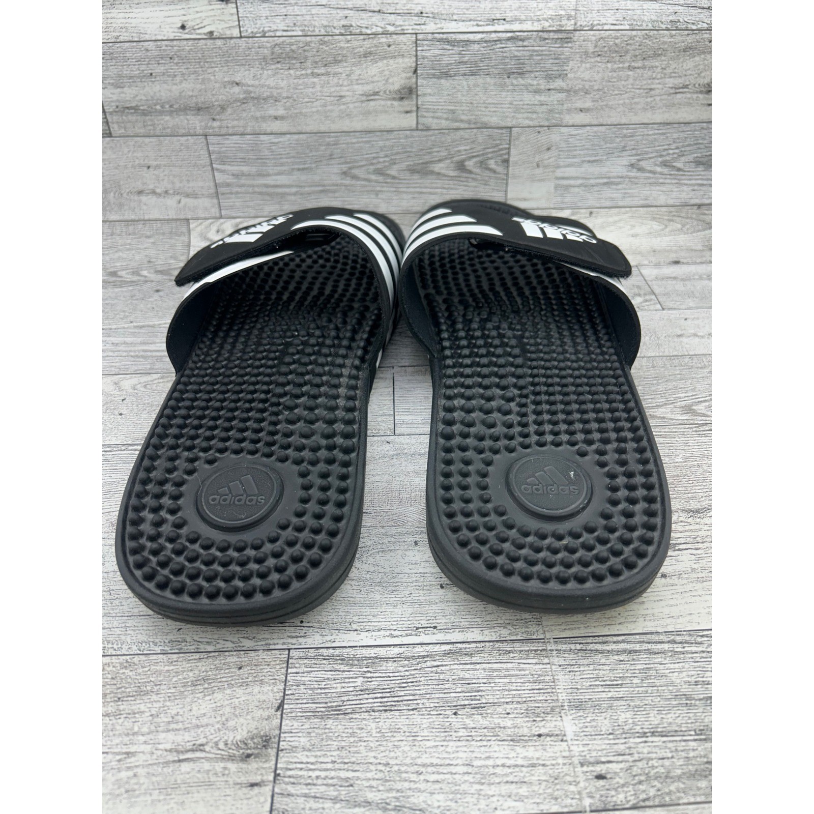 Adidas Adissage Men Black White Massage Footbed Slide Sandals F35580 Size 12