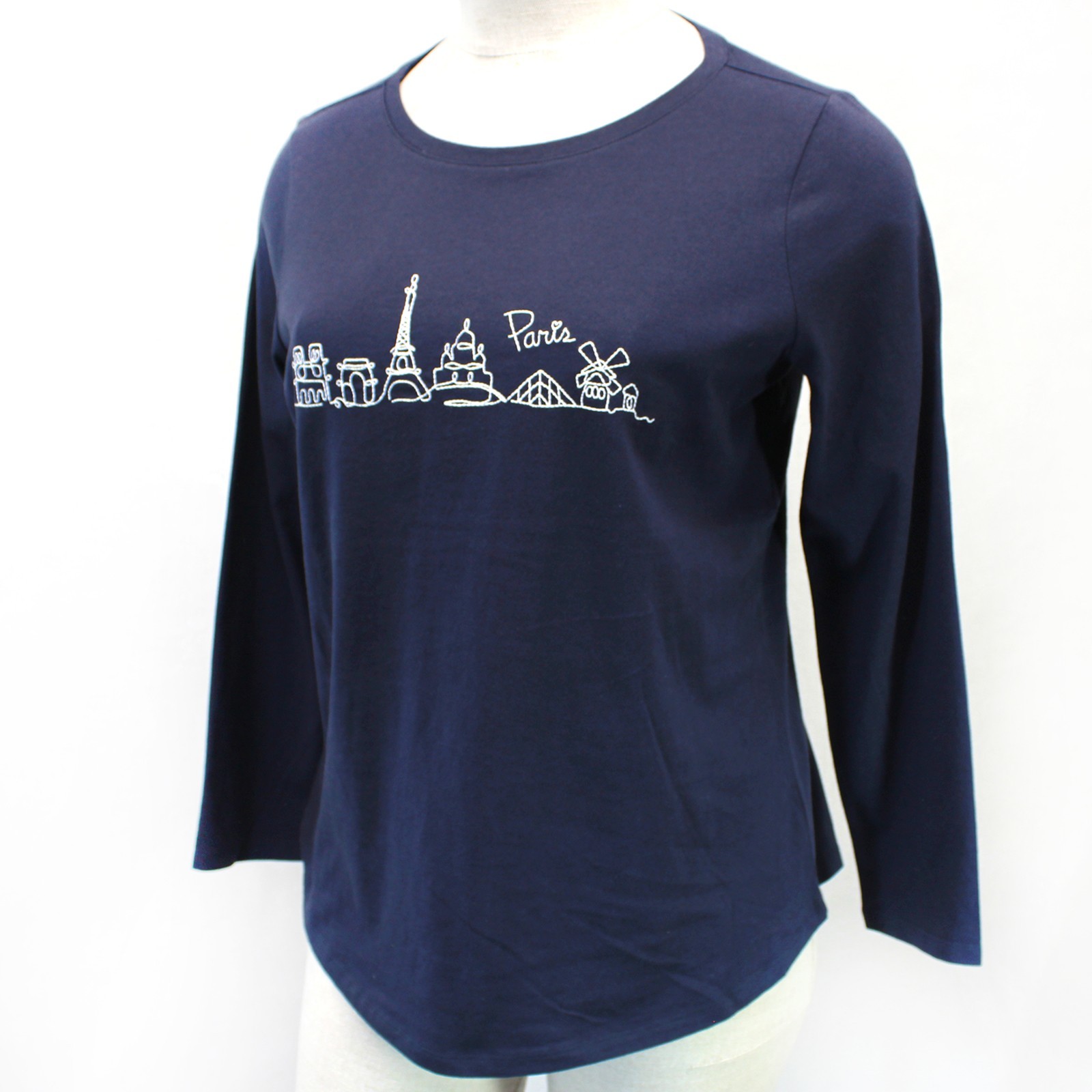 Talbots Plus Navy Paris Cotton Long Sleeve Sweatshirt Blouse Top Casual 2X