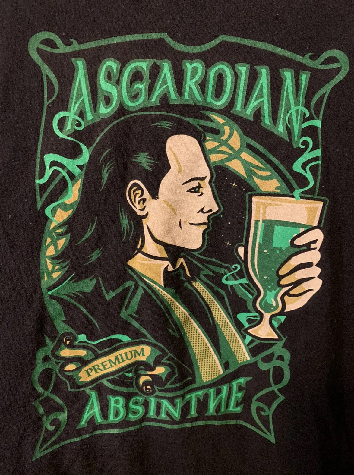 Asgardian Absinthe Premium Mens Sz 2XL Black Green Tee Fury
