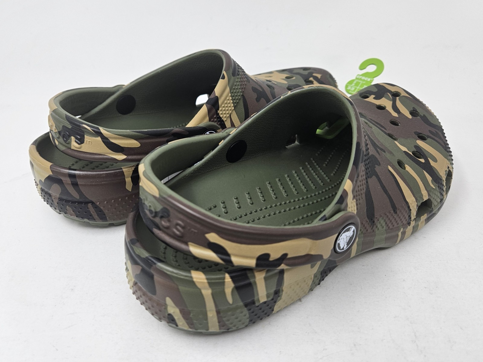 Crocs Classic Clog Slip-On Sandals, Unisex Kid’s Army Green Camo, 211879, NEW!