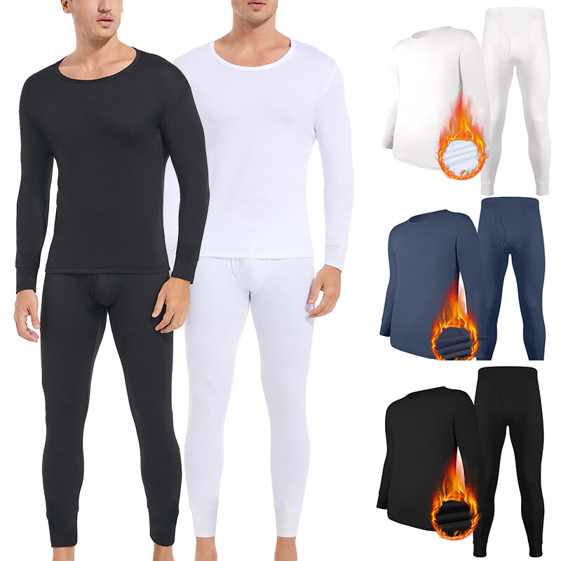 Men Thermal Microfiber Fleece Winter Lined Long Johns Warm Underwear Shirt Pants