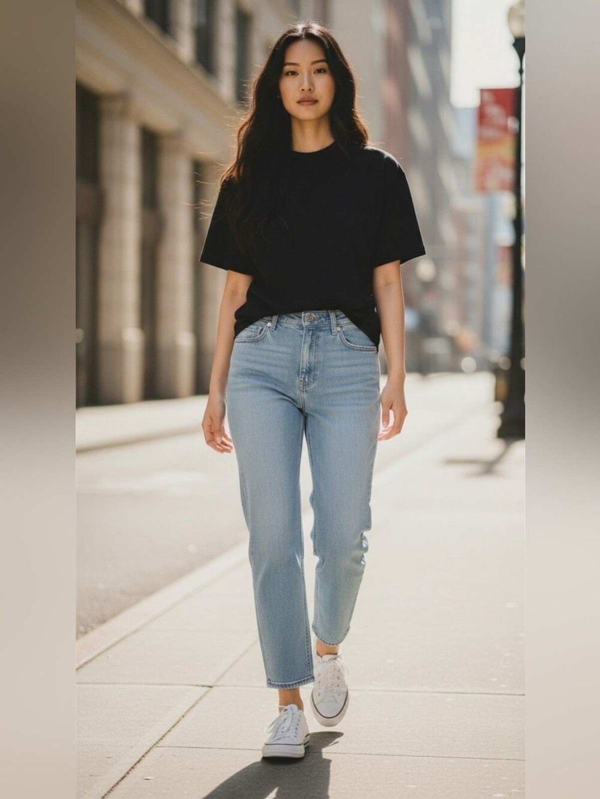 Straight Leg High-Rise Light Blue Wash Boyfriend Jeans Misses Size Large