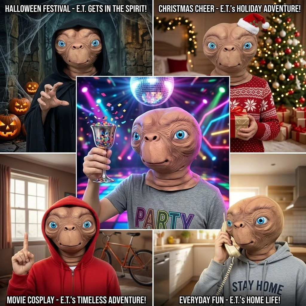 ET Alien Latex Mask Halloween Carnival Party Movie E.T. the Extra-Terrestrial Re