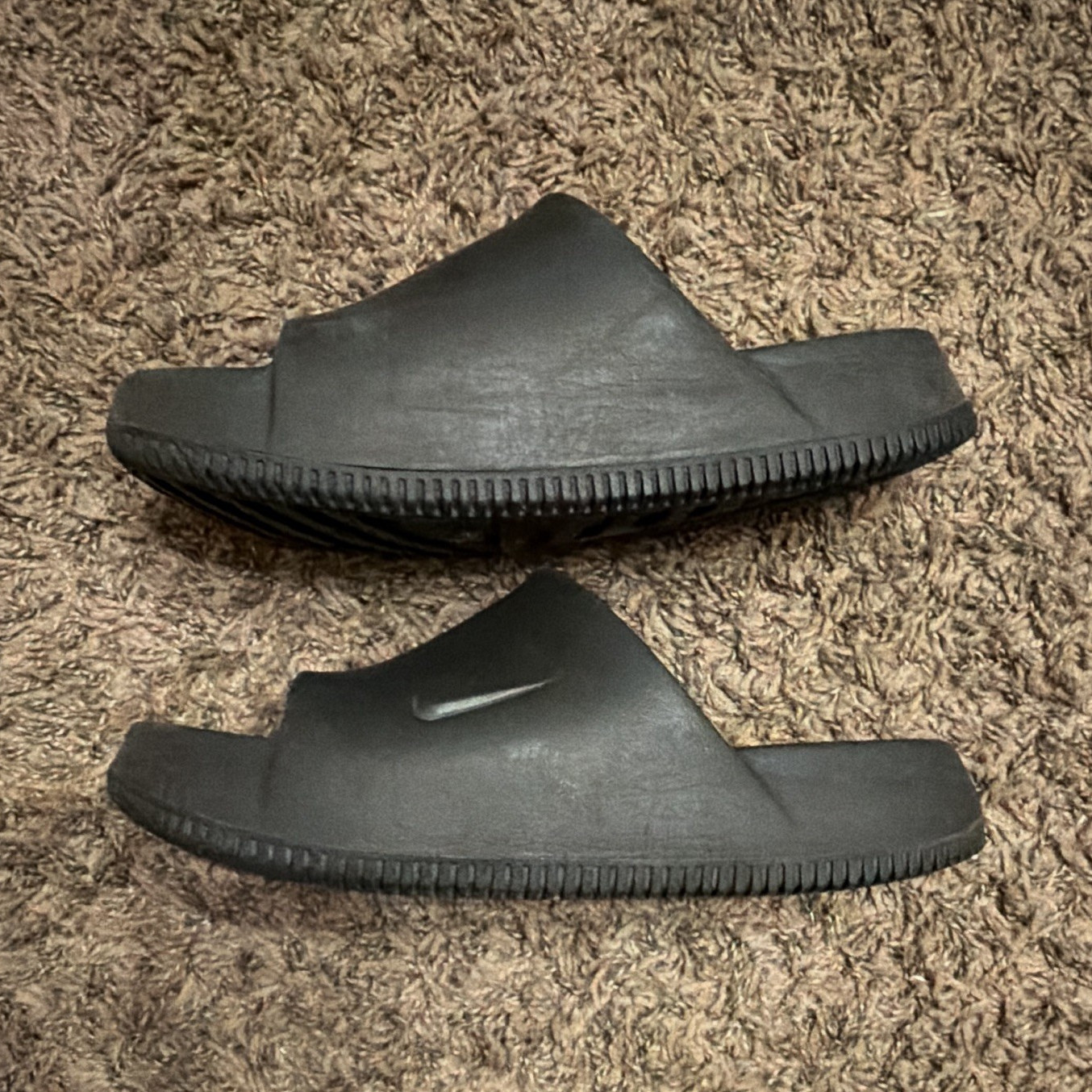 Nike Men’s Black Slide Sandals US 9 Slip-On Rubber Upper Logo