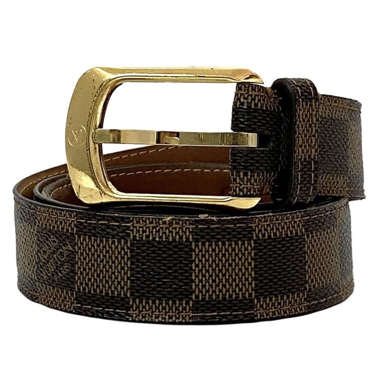Pre-owned Louis Vuitton Santur Ellipse Belt, Brown Damier Ebene, M6995, 82cm,