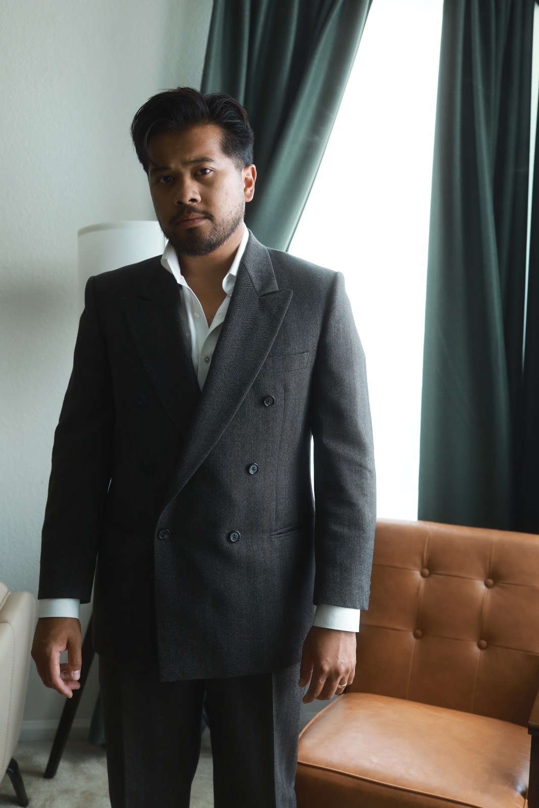 Lubiam Brown Double Breasted Suit 42
