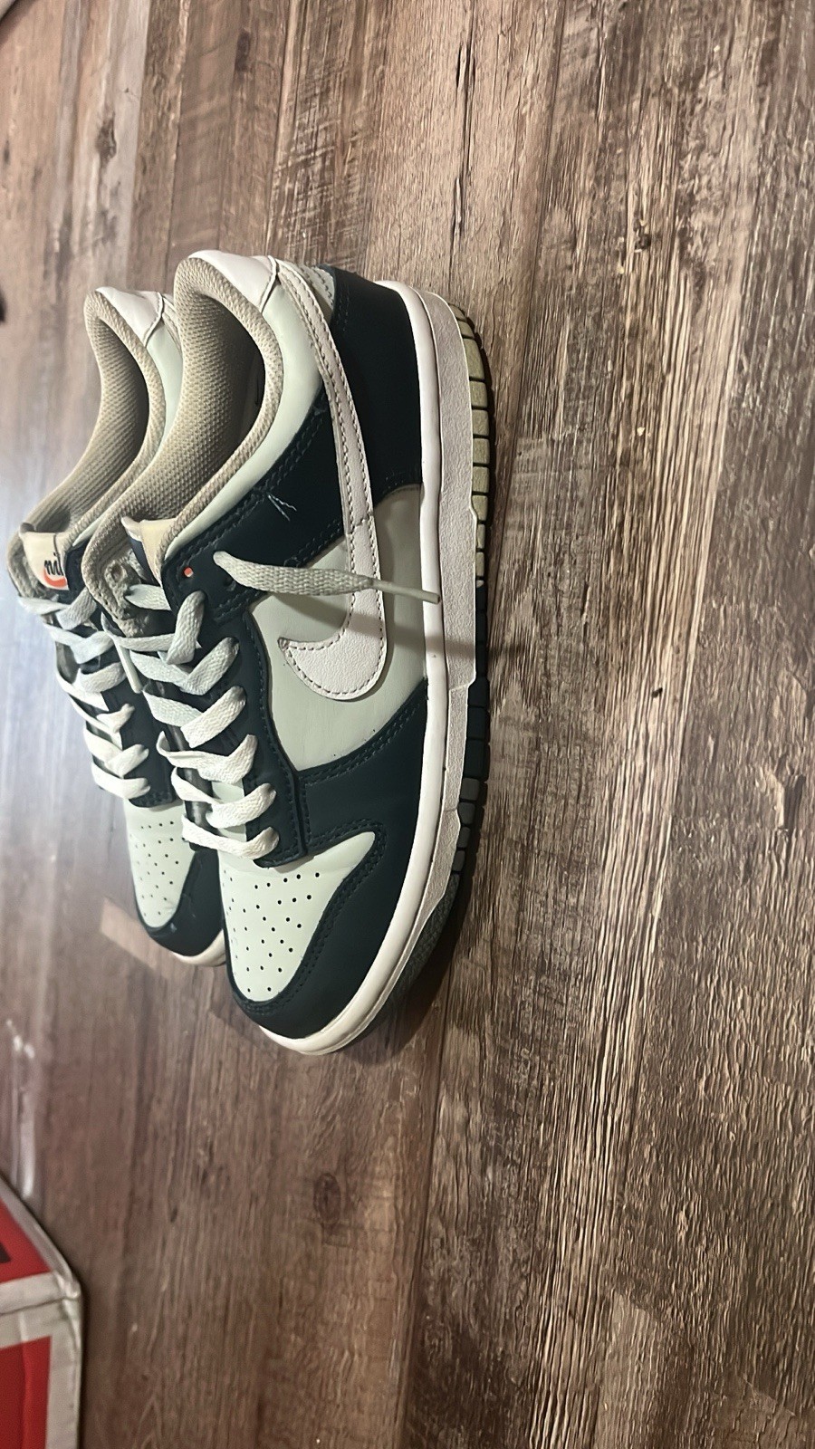 Nike Dunk Low Top Lace-Up Colorblock Sneaker White/Green Rubber Sole