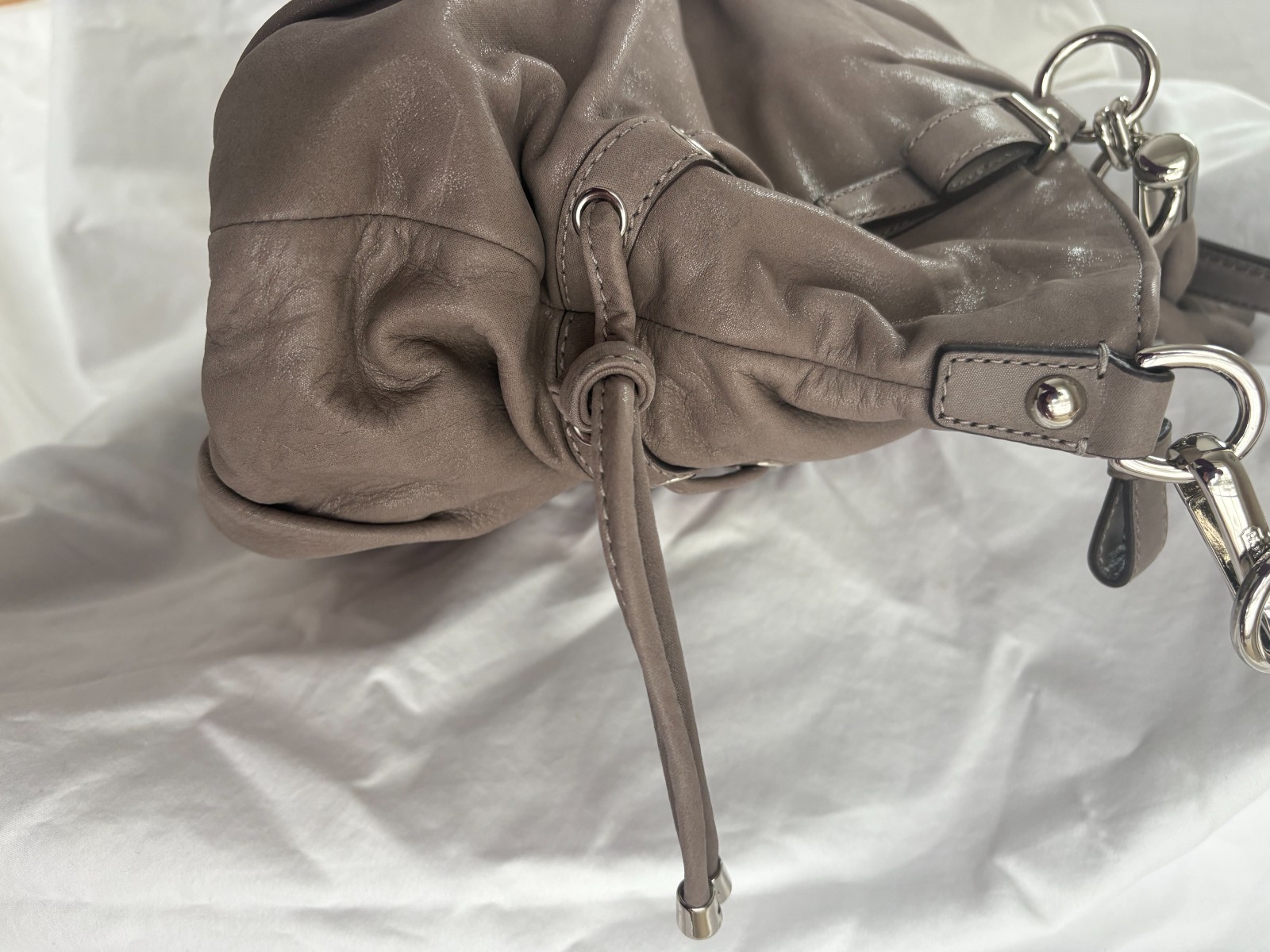 COACH Madison Sophia Satchel Purse – Gray/Taupe Leather