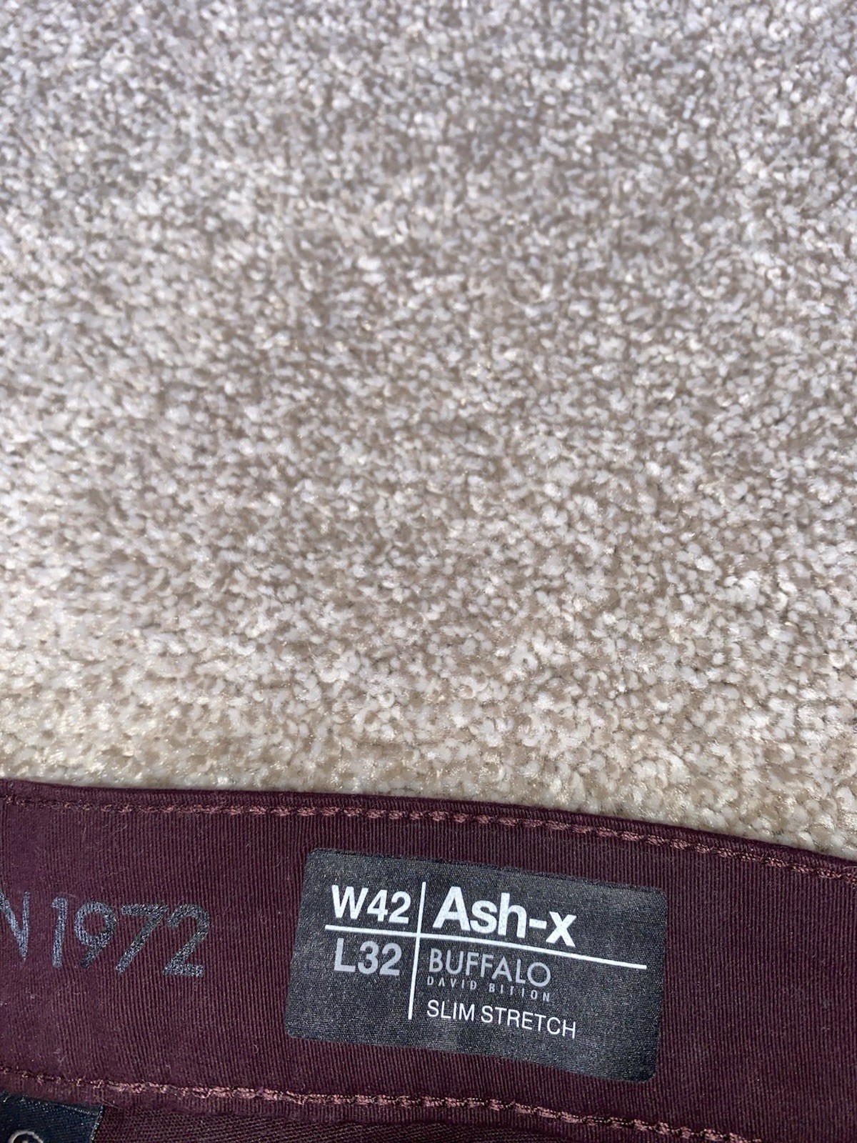 Buffalo David Bitton Jeans Ash X Slim Stretch Cotton 42×32 Maroon NWT MSRP $109