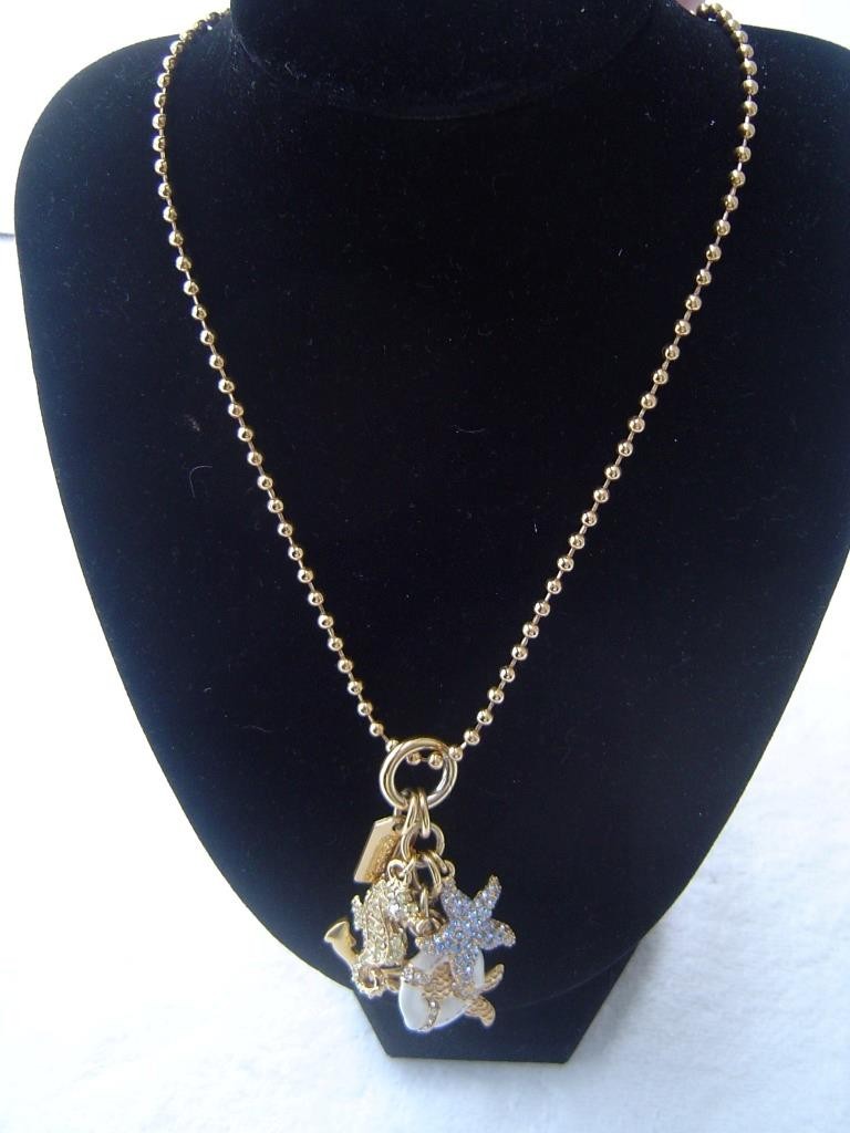 AUTHENTIC COACH GOLD TONE PIERRE LE TAN NAUTICAL CHARMS 28″ NECKLACE EUC