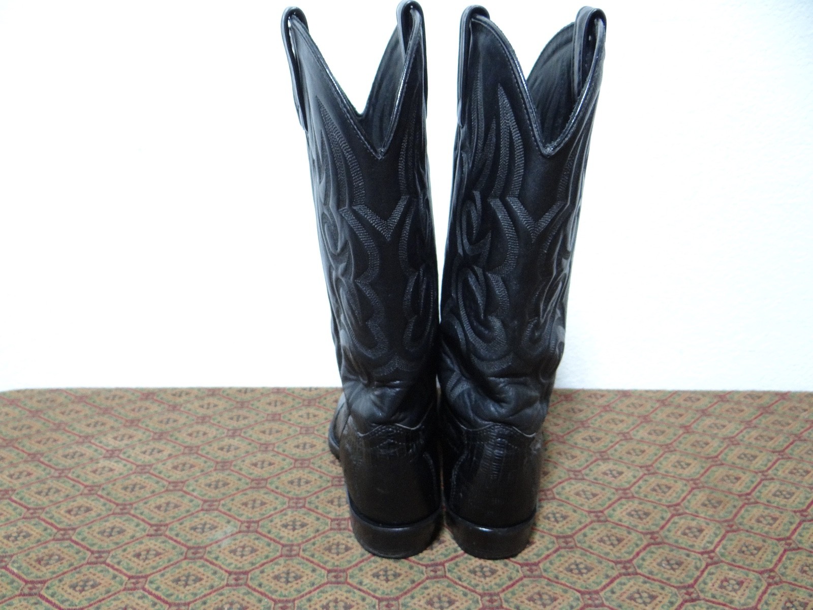 J. CHISHOLM Teju Lizard Handcrafted USA Blk Leather Cowboy Boots Men’s 9 EE WIDE
