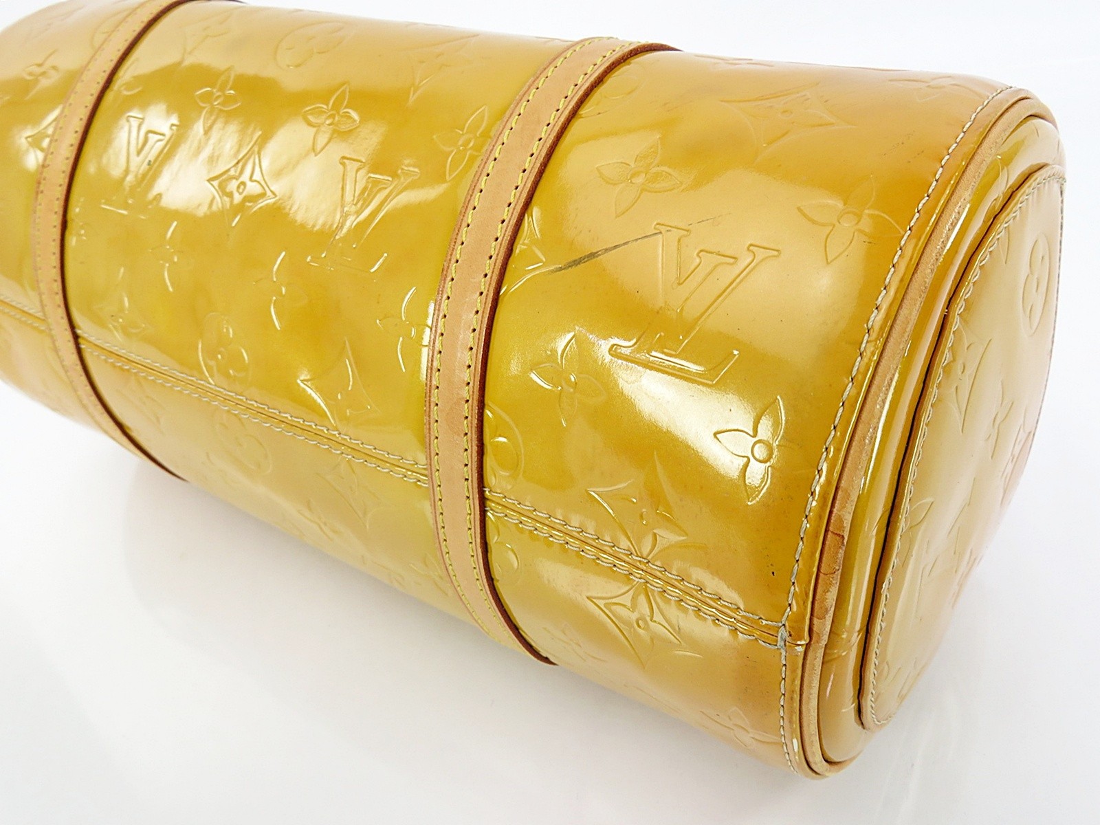 Auth LOUIS VUITTON Bedford Beige (Orange) Vernis Leather Hand Bag Purse #64534