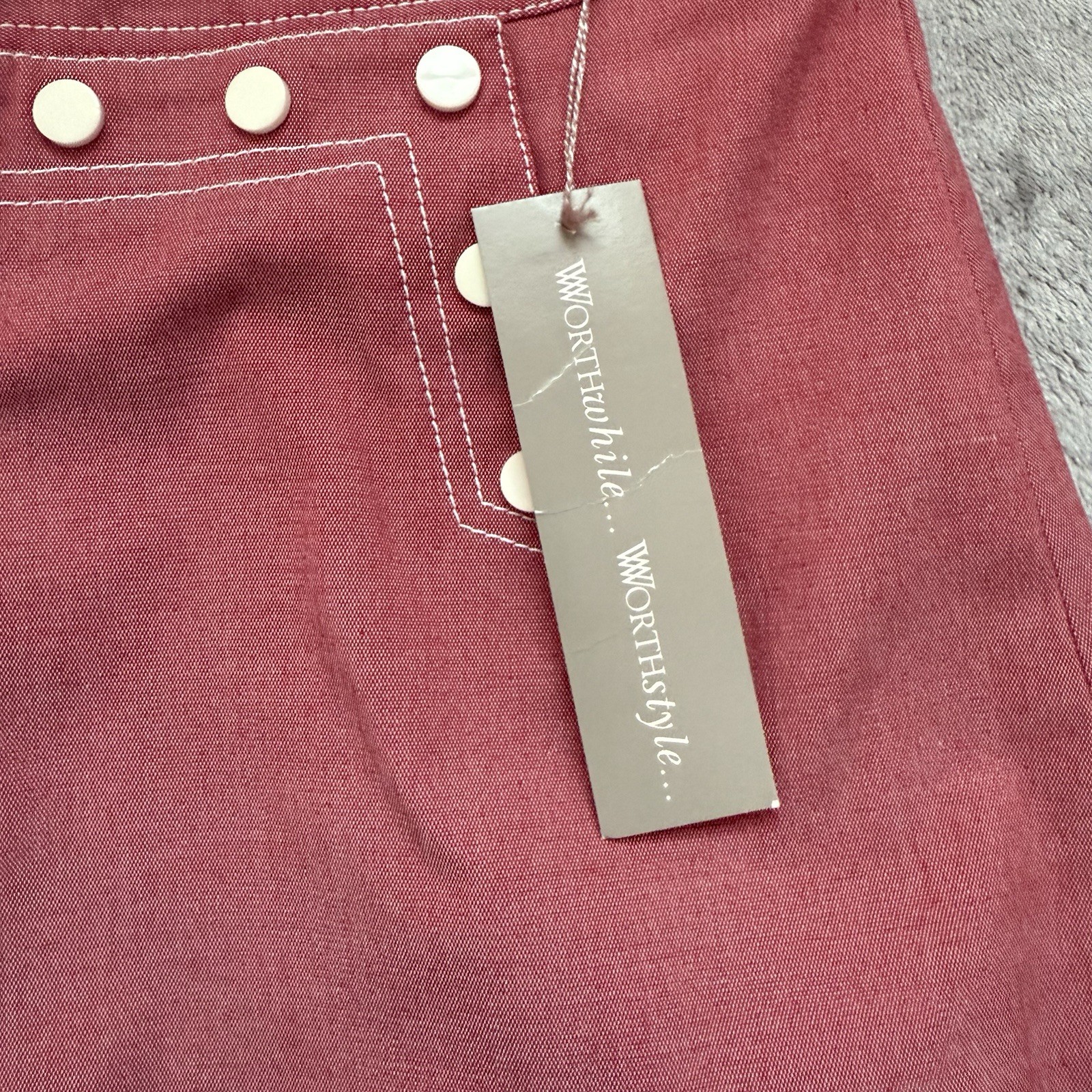 WORTH Short A-Line Skirt Pink Light Red Sailor Snap Cotton Women’s Size 6 NWT
