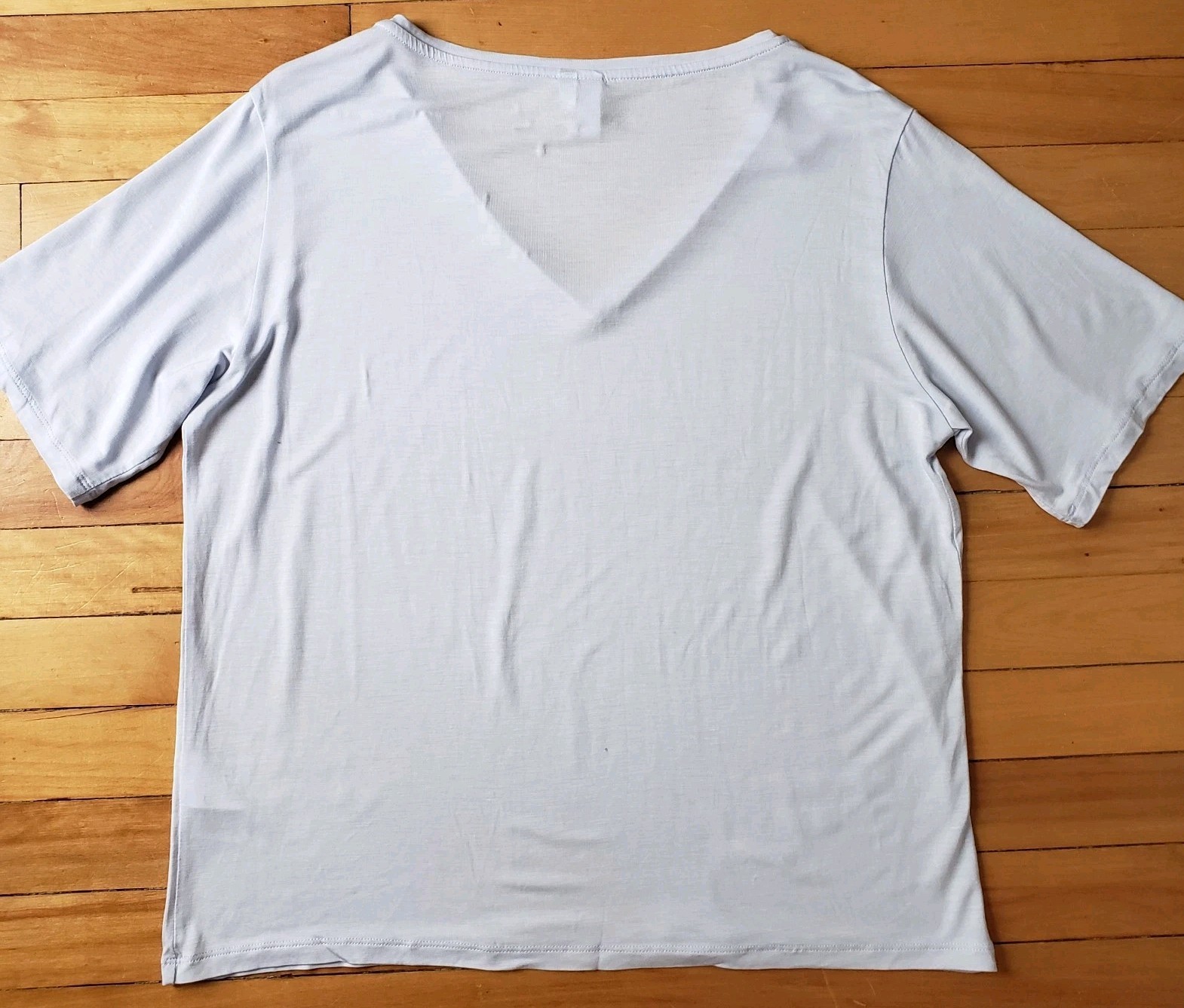 & Other Stories Athleisure T‑Shirt Womens M Light Blue Lyocell V‑Neck S/Sleeve