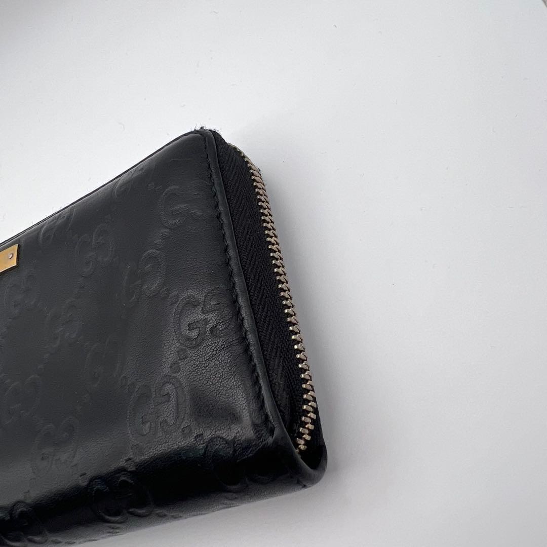 Gucci GUCCI Long Wallet Round Zipper GG Embossed Plate Logo
