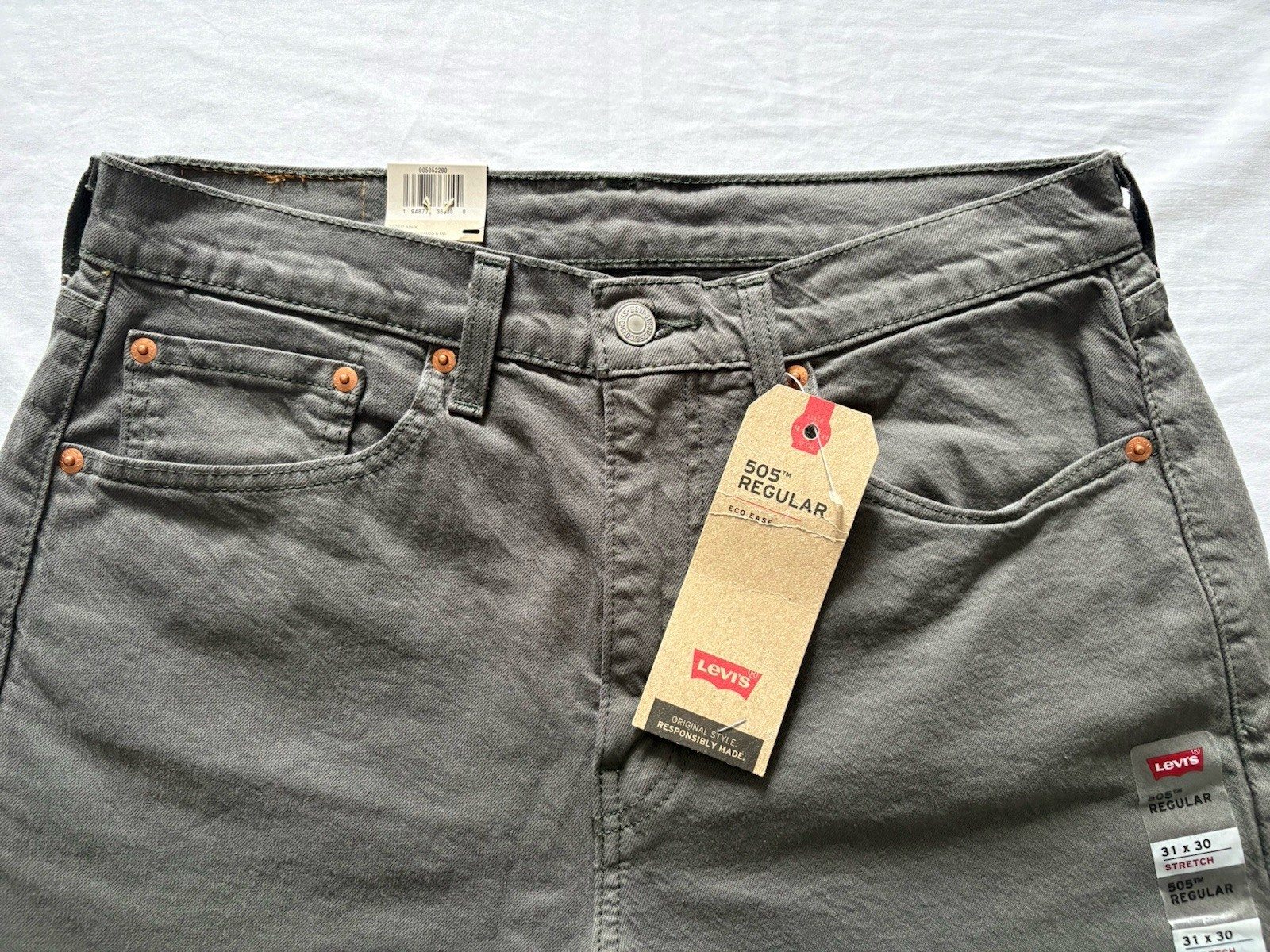 Levi’s 505 Series Regular Fit Stretch Gray Denim Jeans Straight Classic Men’s