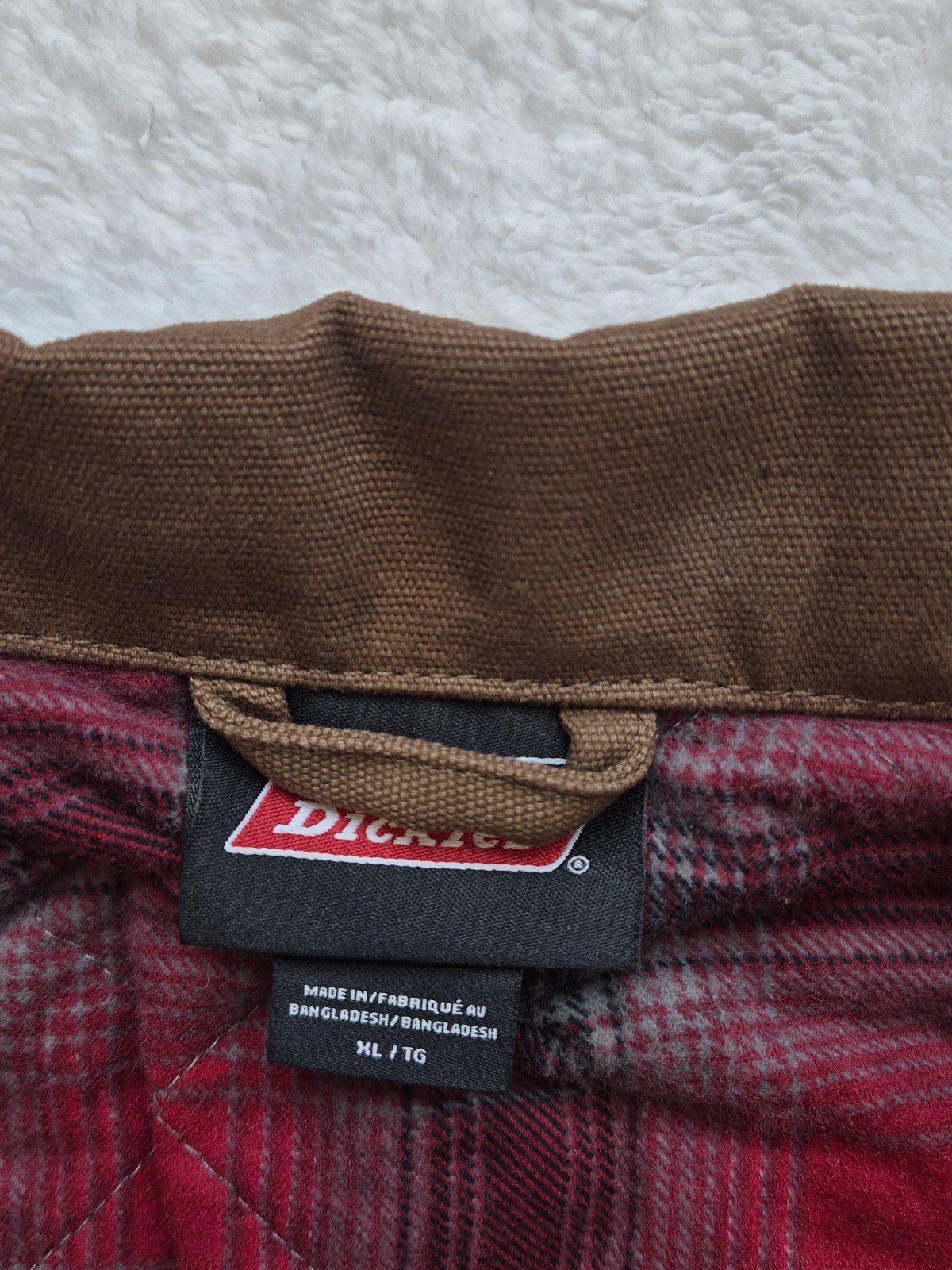 Genuine Dickies Mens XL Brown Canvas Quilted Flannel Lined Shirt Jacket