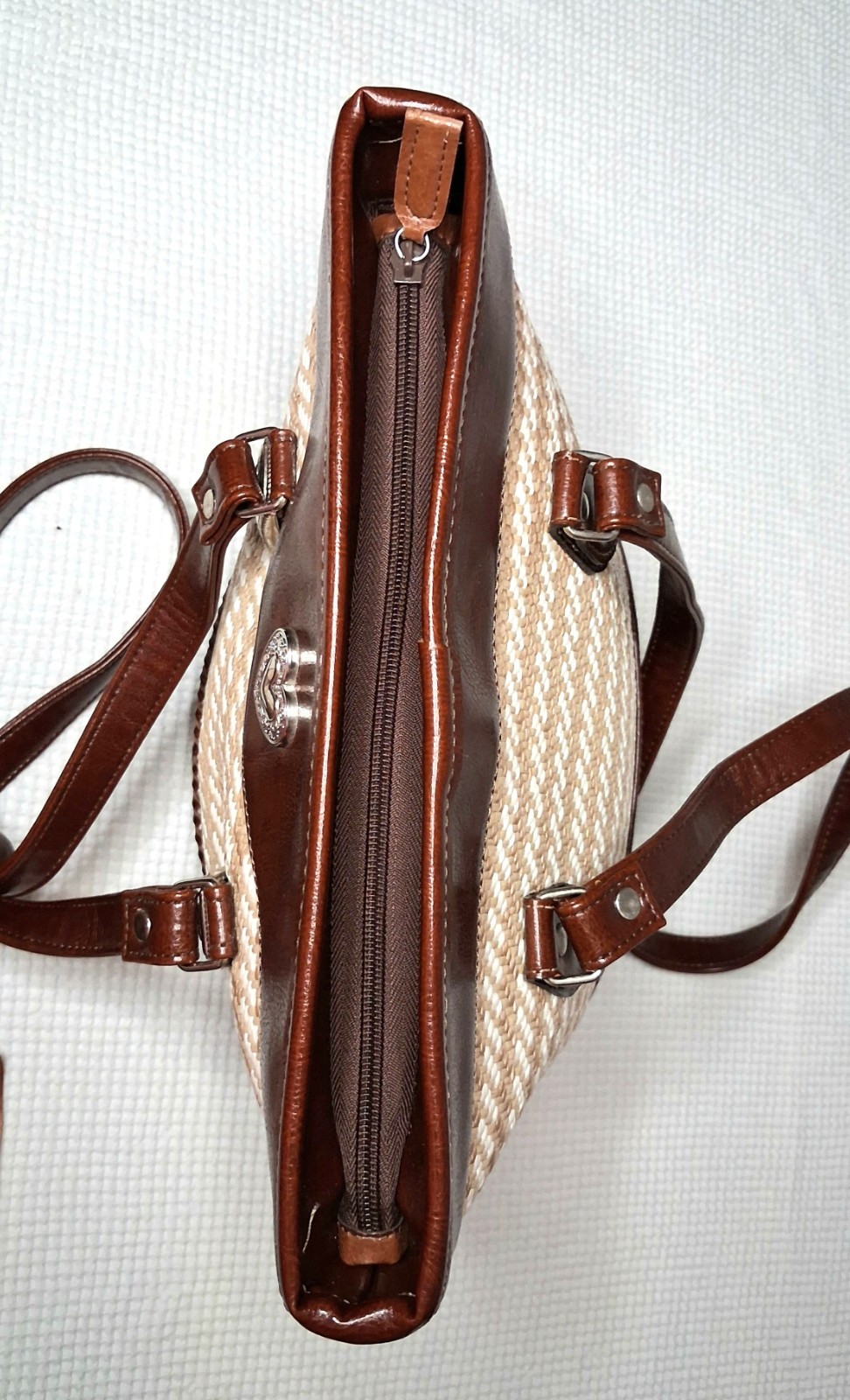 MINT Vintage Texas Leather Woven Straw Shoulder Bag 3PC Wallet Removable Insert