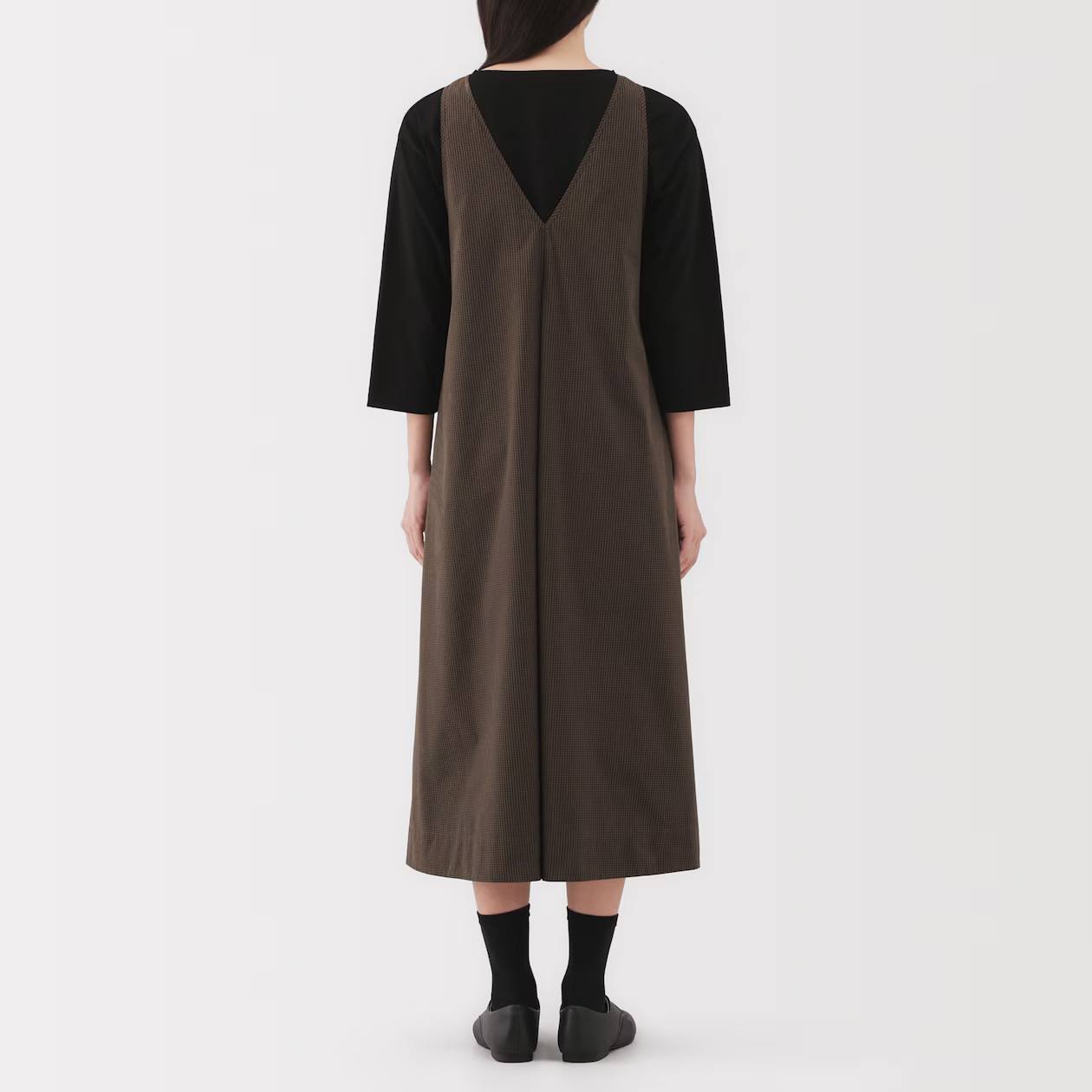 MUJI Womens Quick Dry Broadcloth Sleeveless Dress Black FedEx