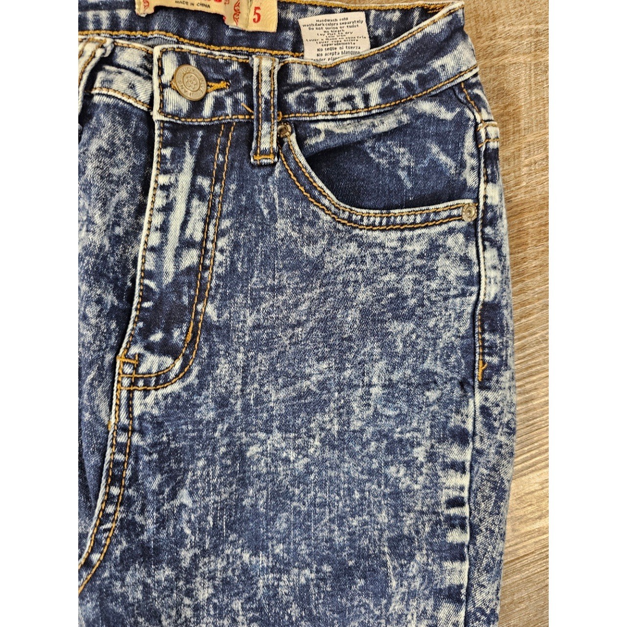 Judy Blue Acid Wash High Waisted Skinny Jeans Blue White Raw Hem Size 5