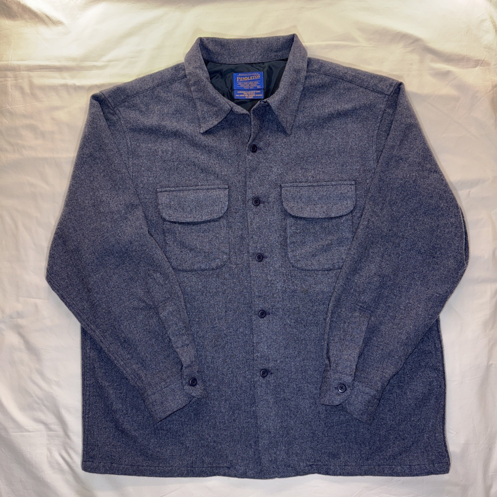 Pendelton Button Up Shirt Mens XL Blue 100% PURE VIRGIN WOOL Board Shirt Jac