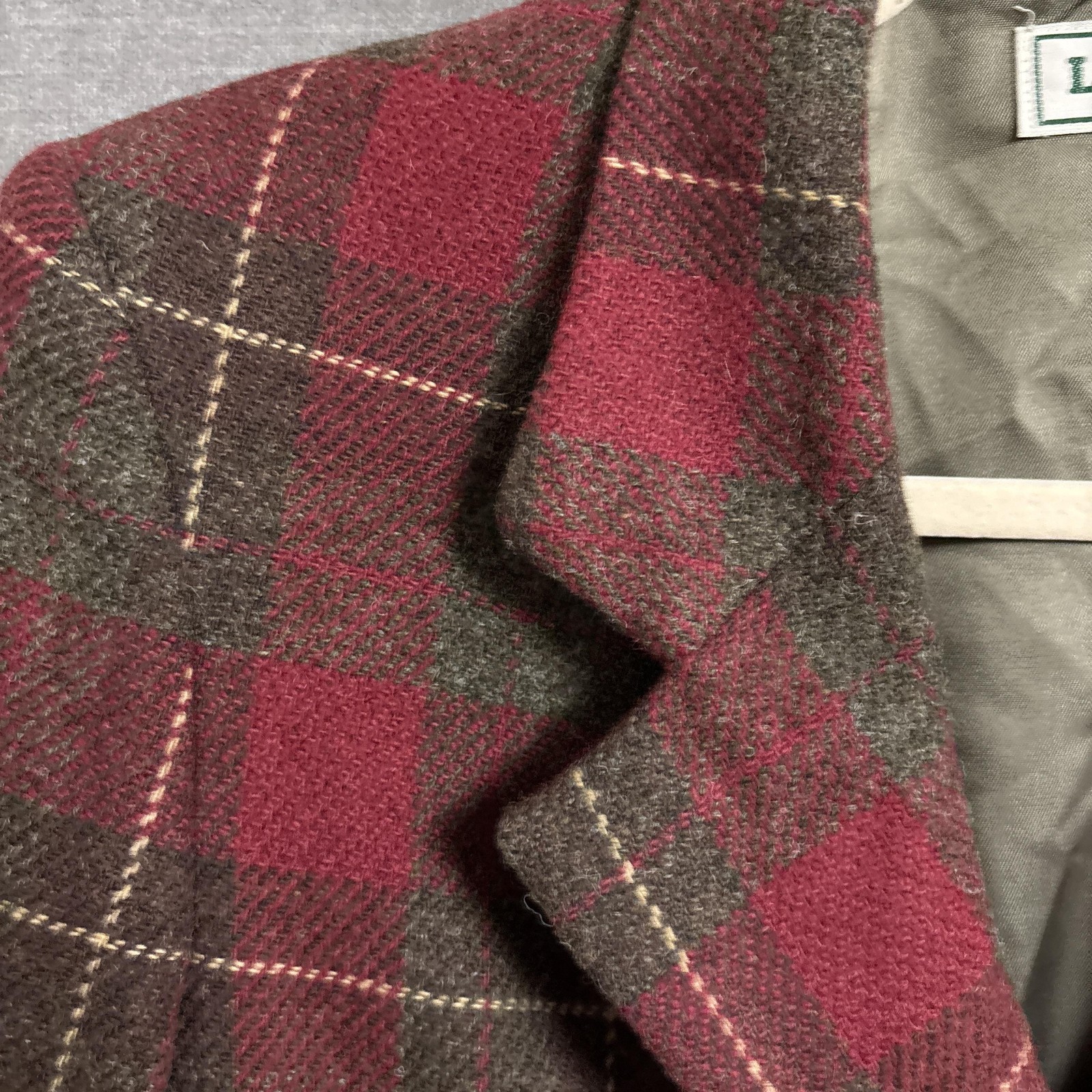 Vintage LL Bean Blazer 6 Petite Red Brown Plaid Classic Holiday Casual Career