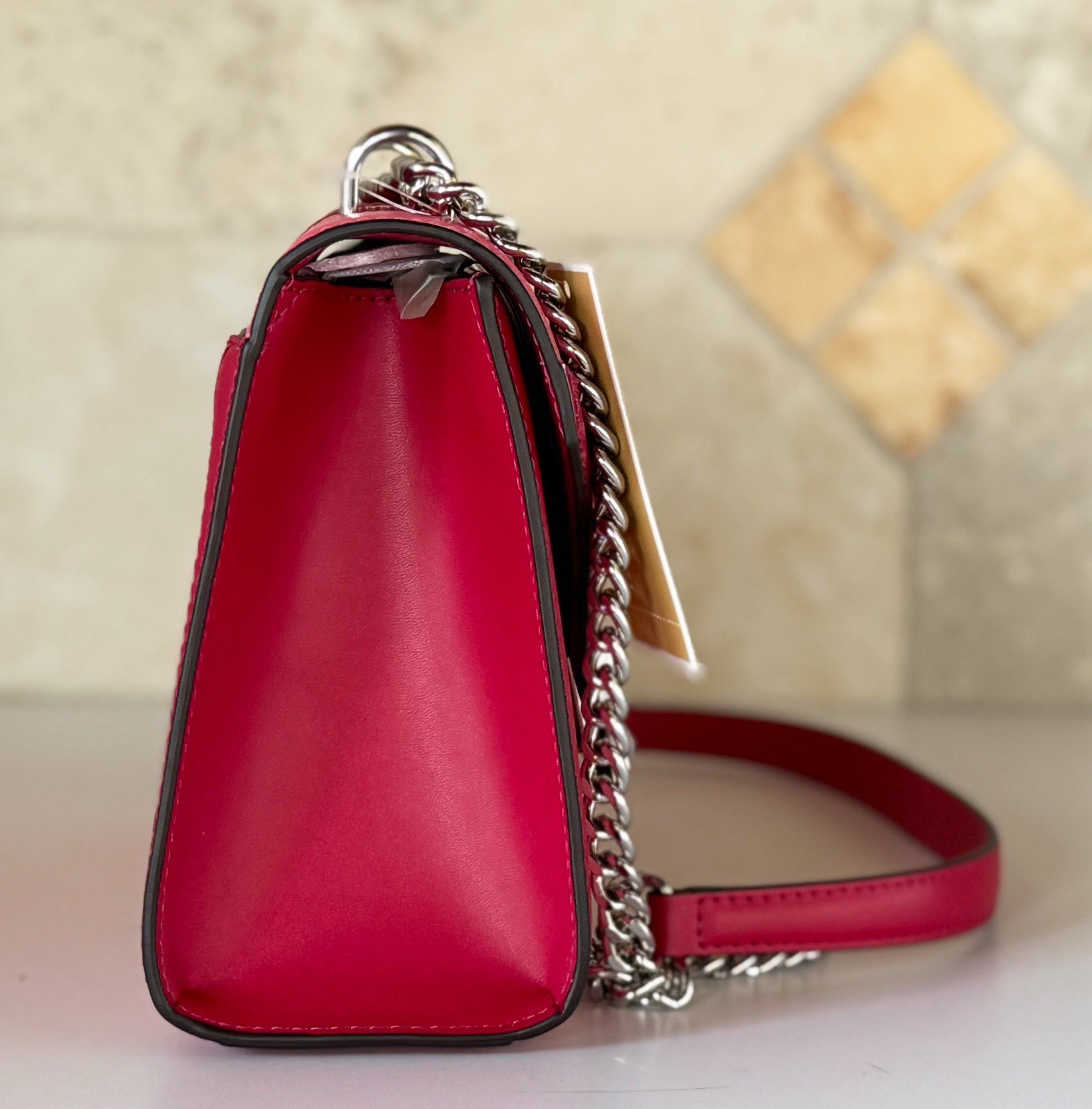 Michael Kors Whitney Medium Flap Shoulder Chain Crossbody Bag MK Dark Raspberry